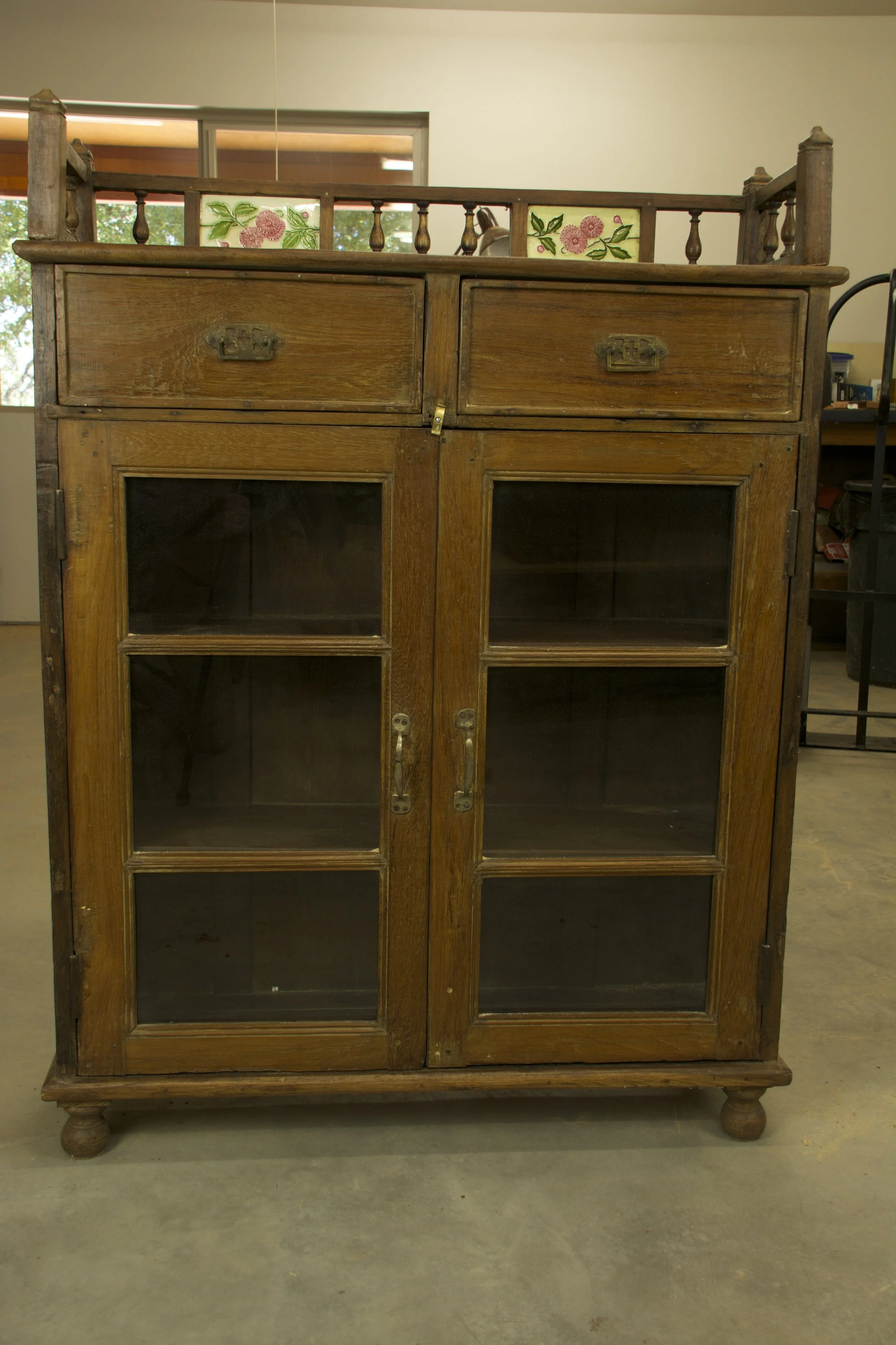 Flower Tile Almirah with Glass Doors - SOLD