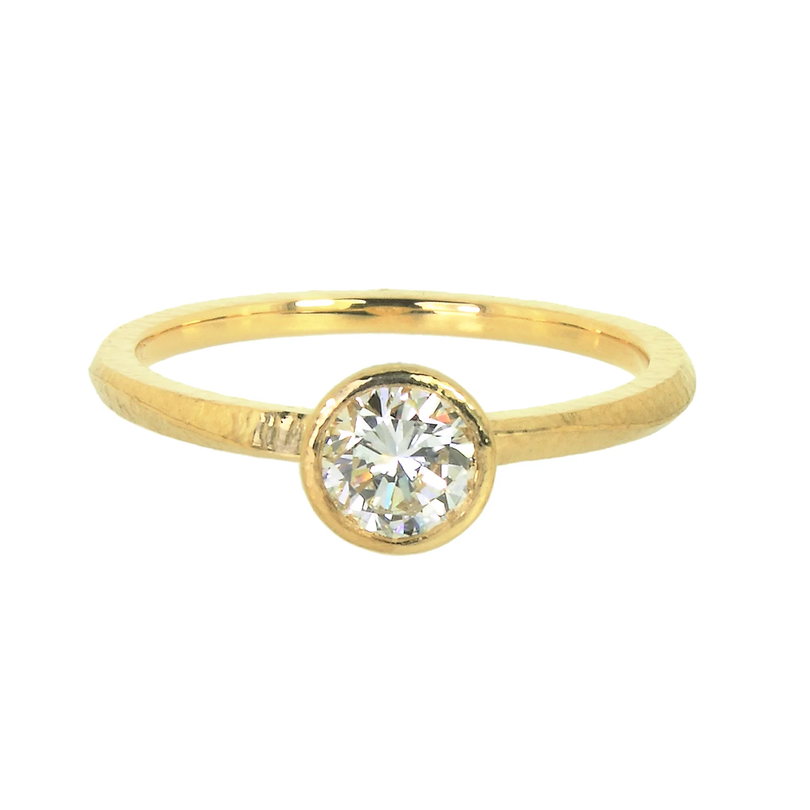 Round Diamond Wave Bezel Solitaire Ring