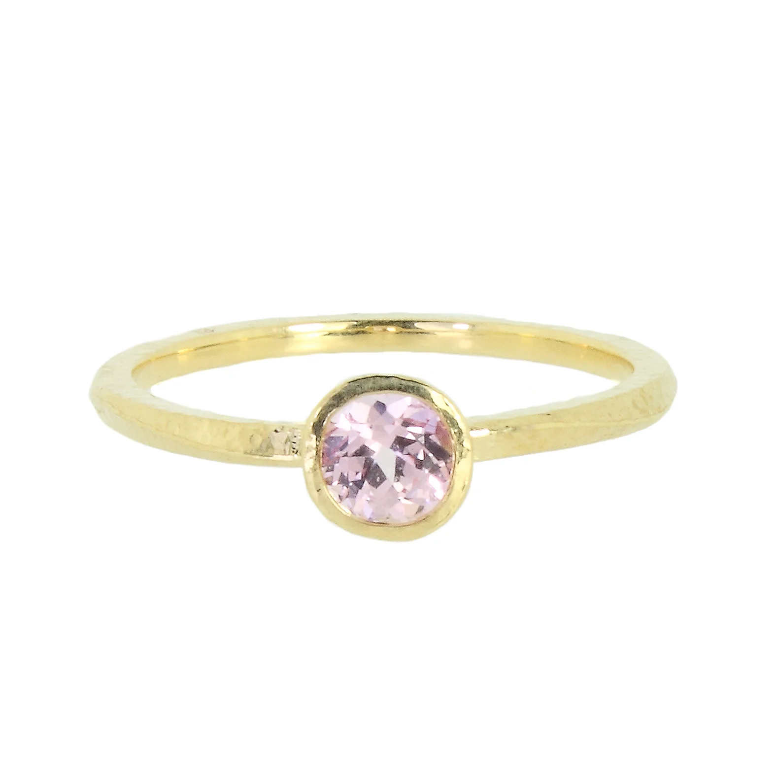 Round Pink Sapphire Wave Bezel Solitaire Ring