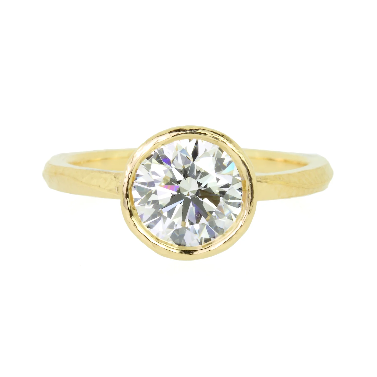 Round Diamond Wave Bezel Solitaire Ring