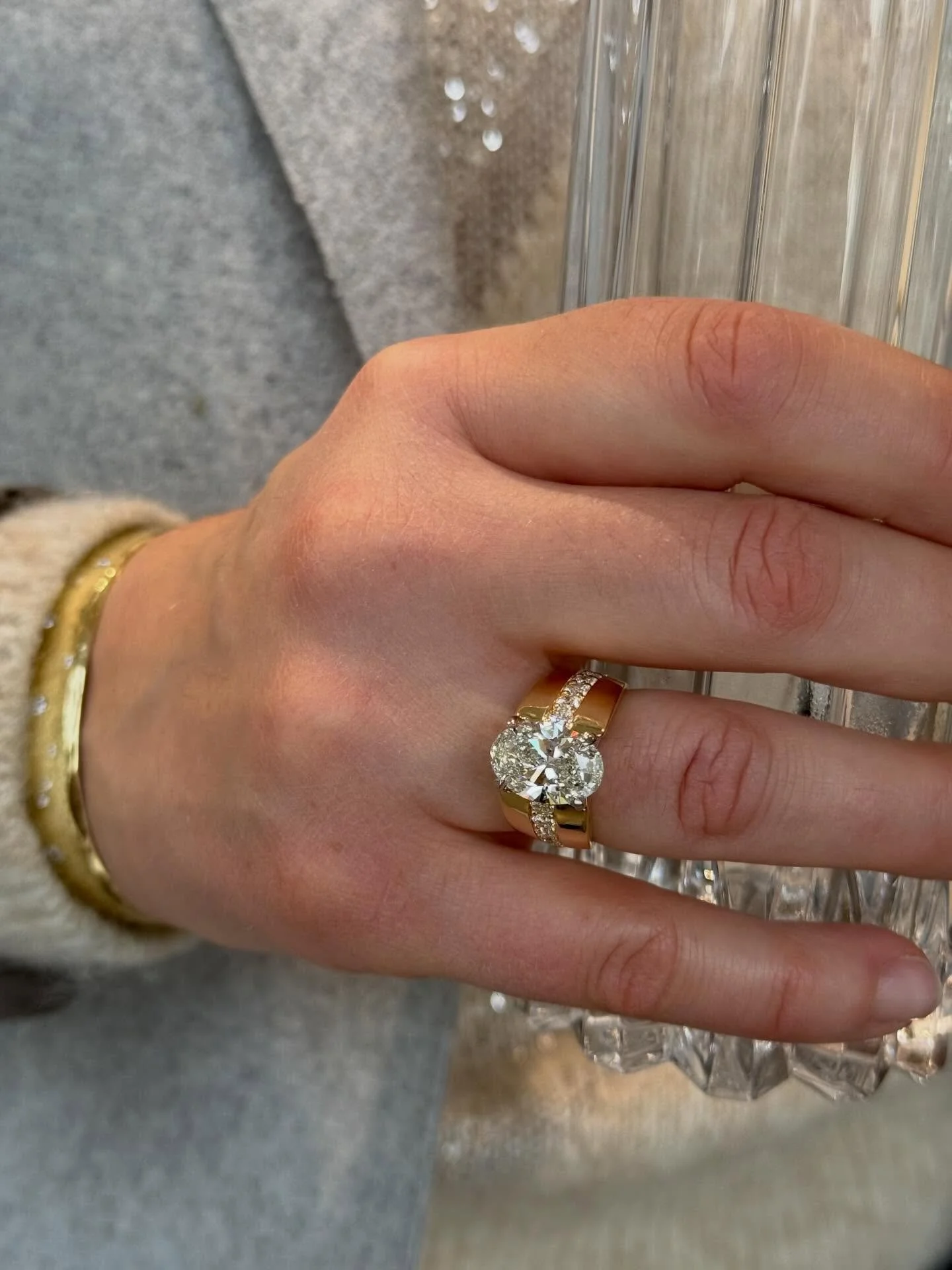 This ring says it all. ✨

4ct oval diamond custom design ring in 18k yellow gold and platinum, accented with round diamonds.

Cheers to the wonderful couple we had the joy of working with to bring this ring to life! We are so happy for you!