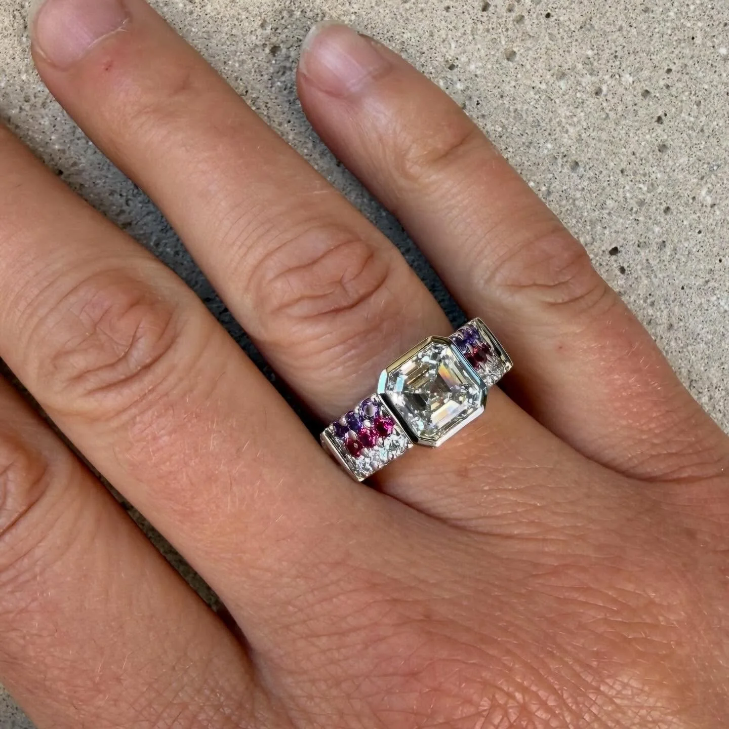 We are loving how this custom design right hand ring came to life. It makes a statement and tells a story with its details including birthstones.  From exploring design ideas to the finished ring&hellip;her smile said it all!
