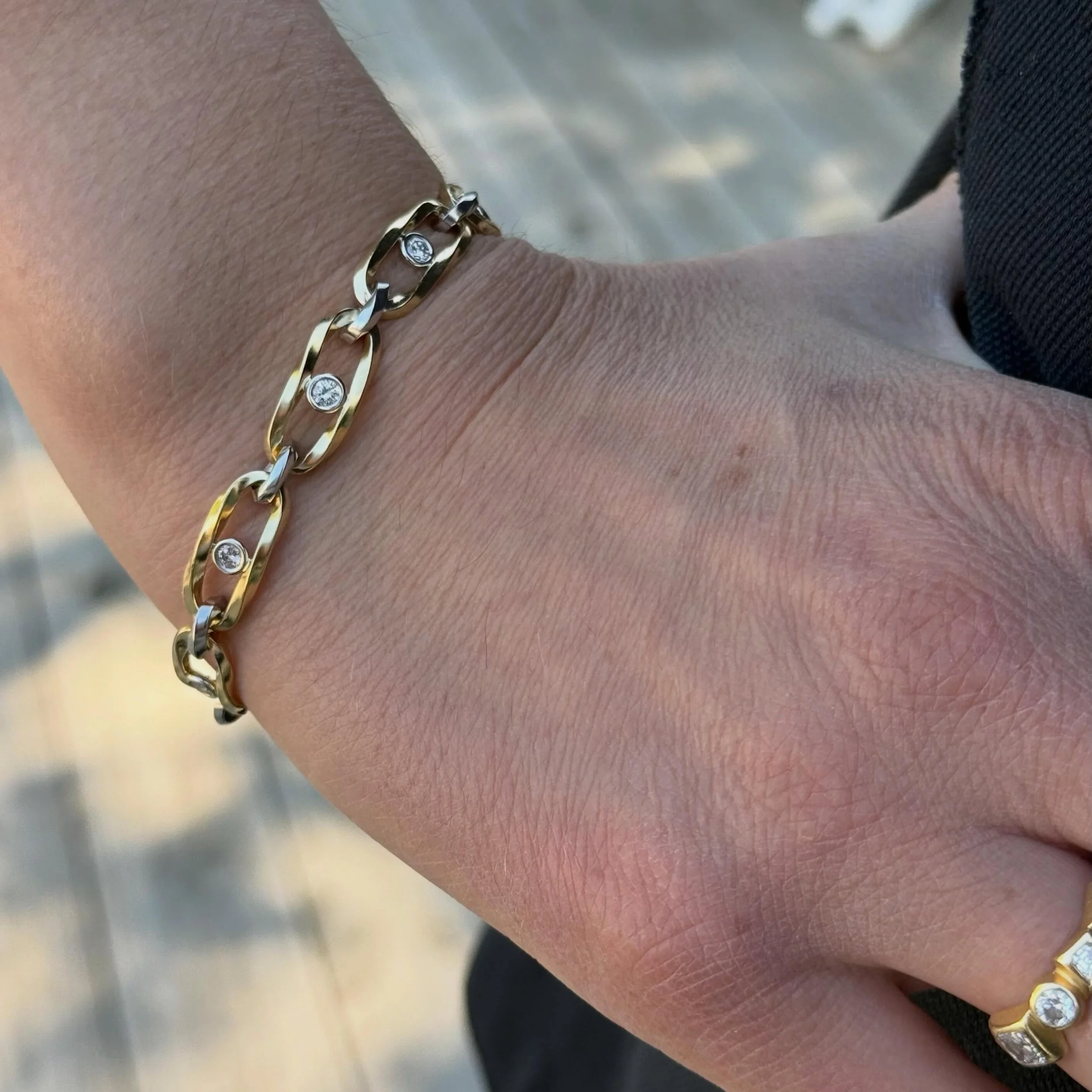 Custom design, handmade Diamond Bracelet. 18K Gold &amp; Platinum.