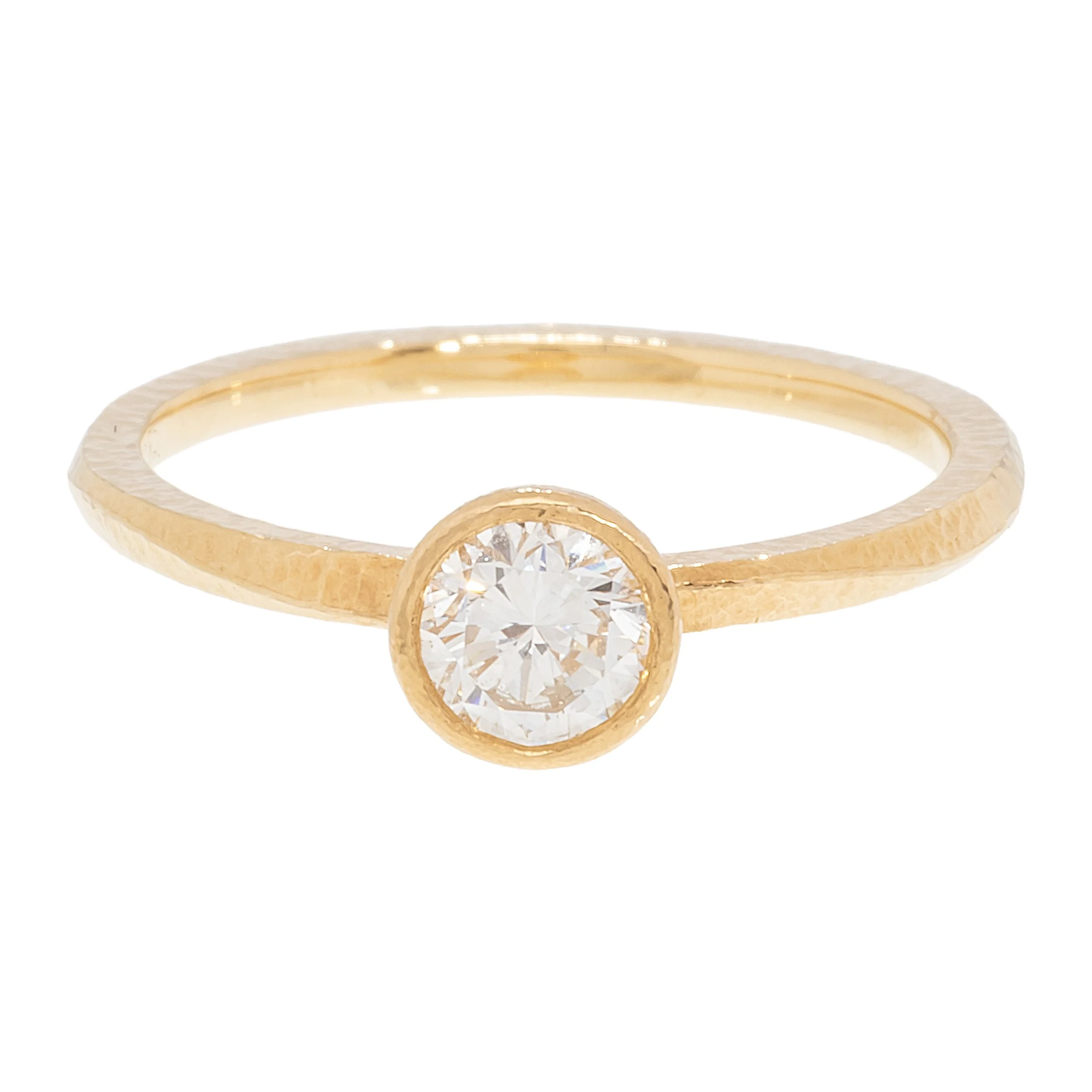 Round Diamond Wave Bezel Solitaire Ring