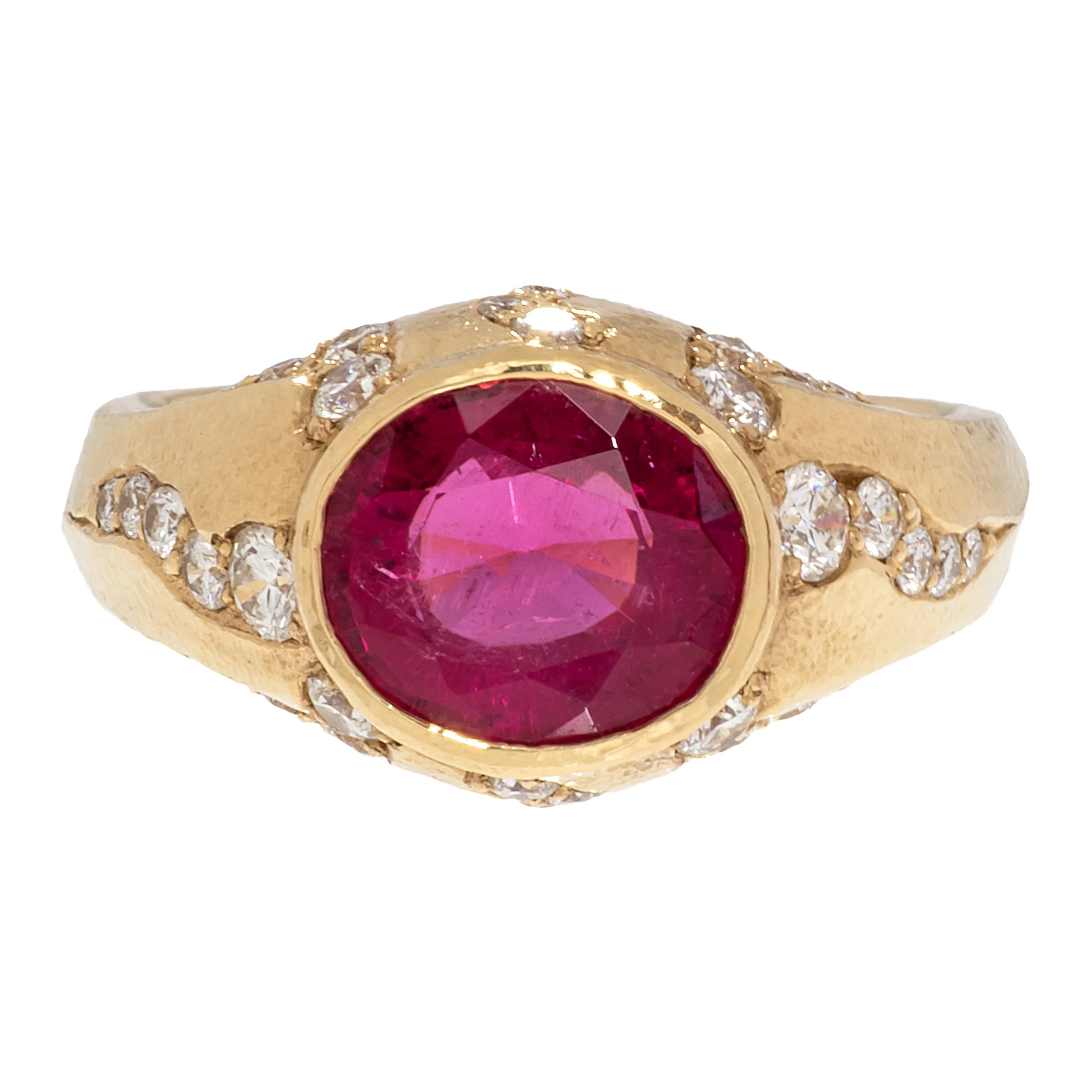 Pink Tourmaline River of Diamonds Ring
