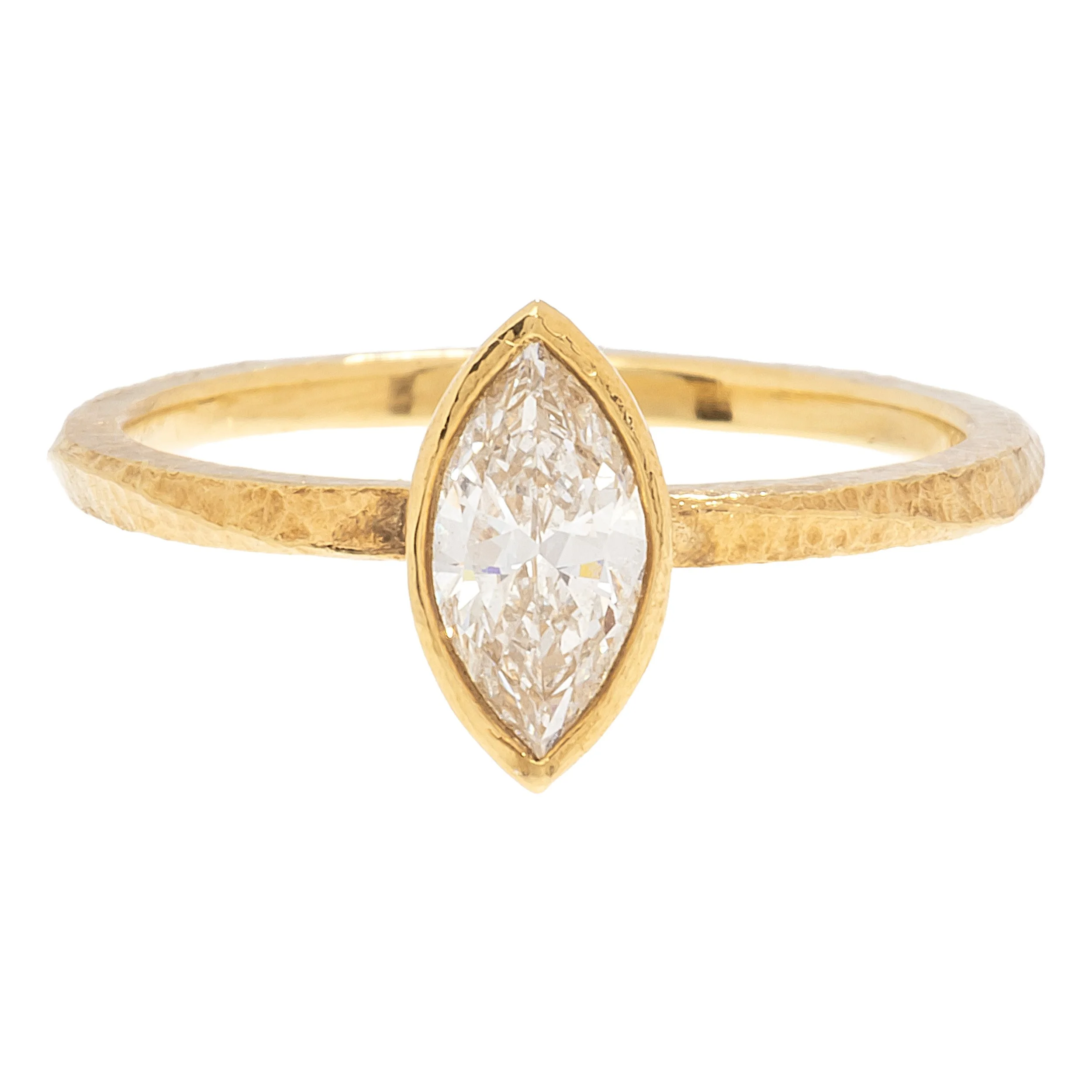 Marquise Diamond Wave Bezel Solitaire Ring