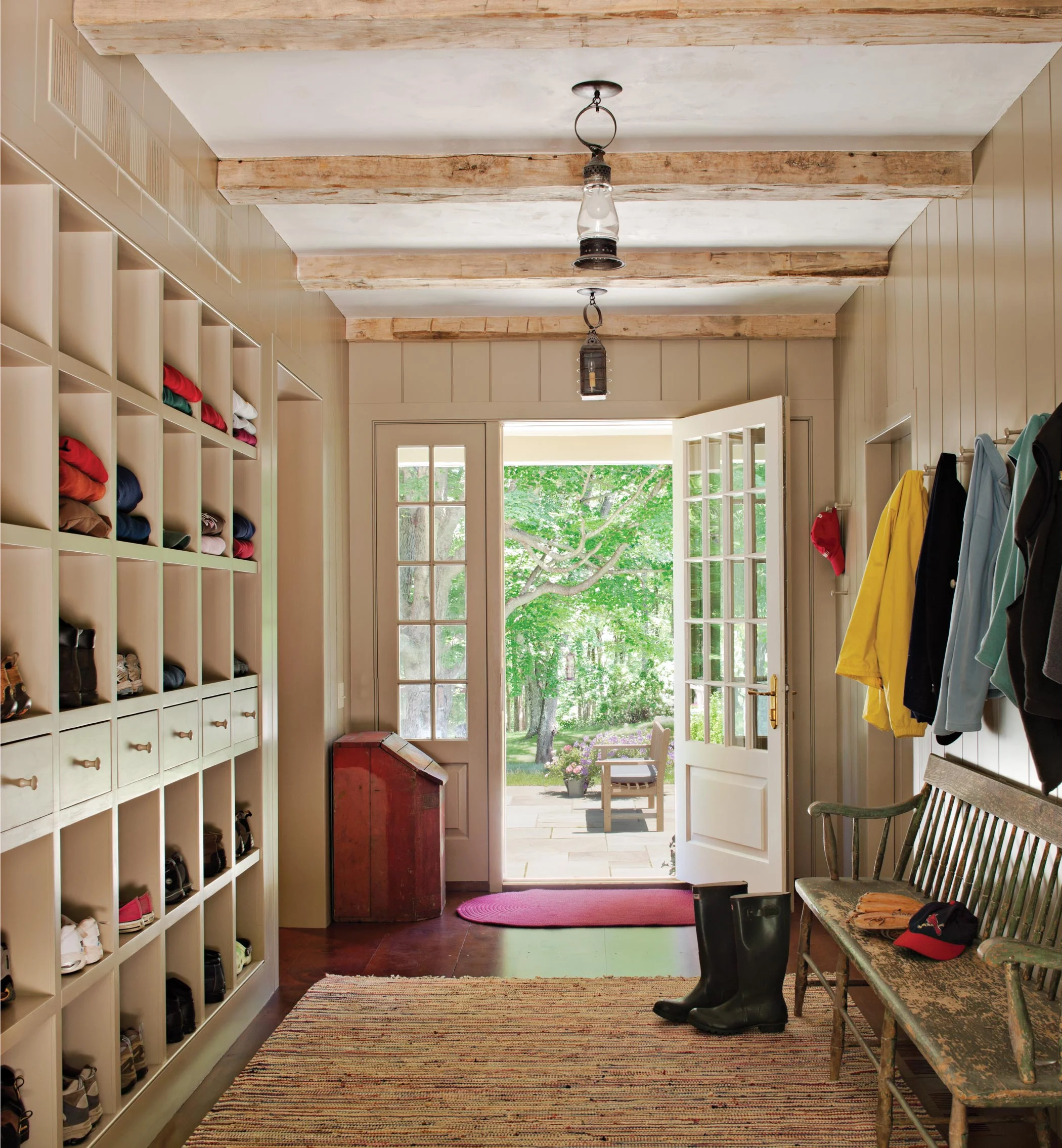 Custom designed "cubbies" insure that the Mud Room stays neat & tidy.