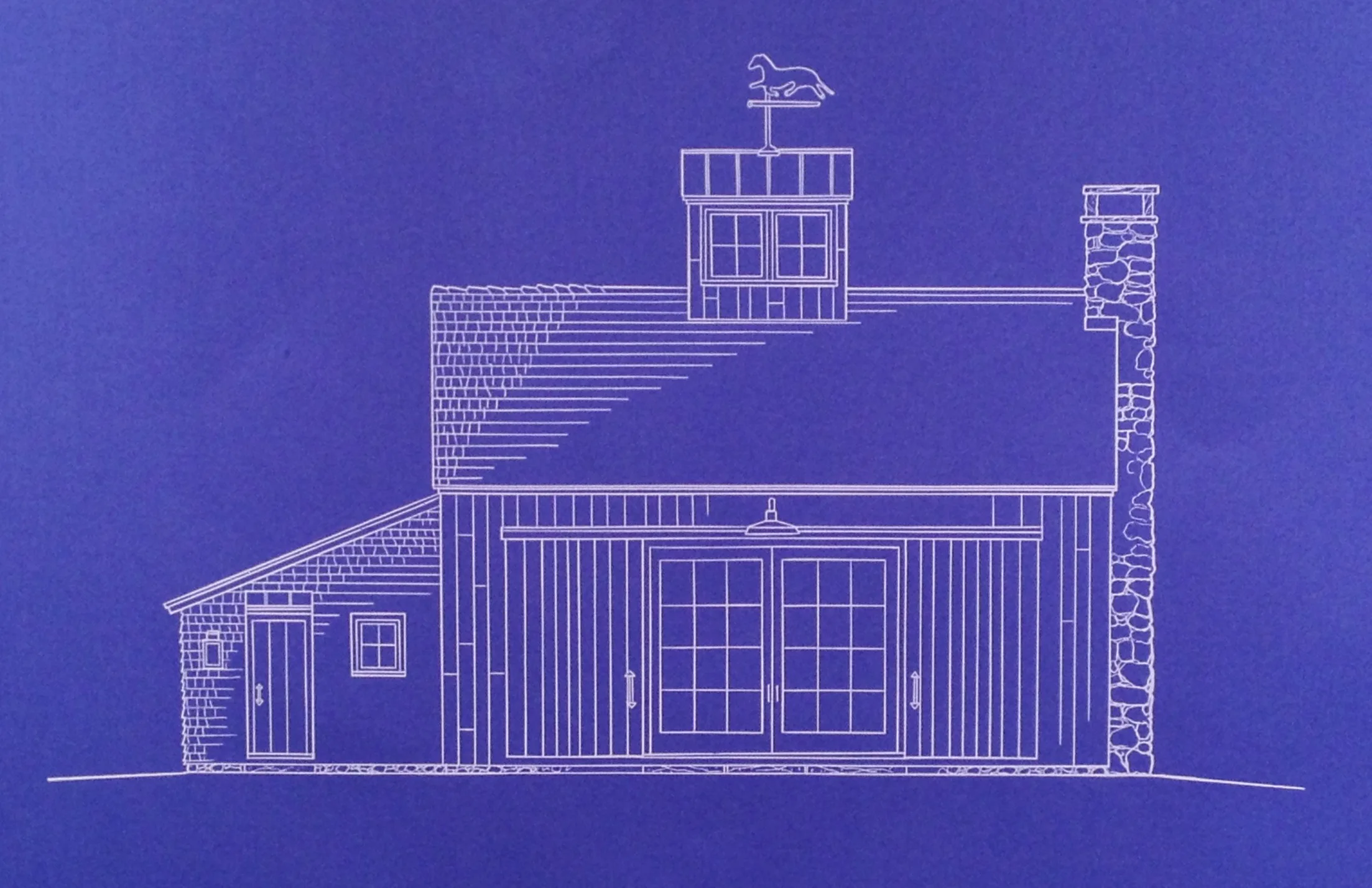 Rustic Pool House (South Elevation): This rustic pool house is inspired by local Connecticut barns.