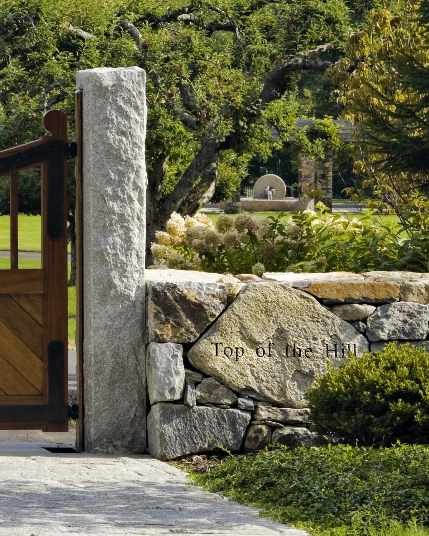 The Meditation Garden is seen in the distance, beyond the gates.