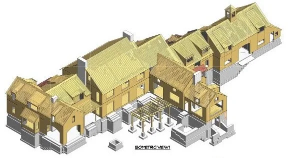This axonometric drawing illustrates the massing of the building as well as the structural design by consulting engineers DeStefano & Chamberlain.
