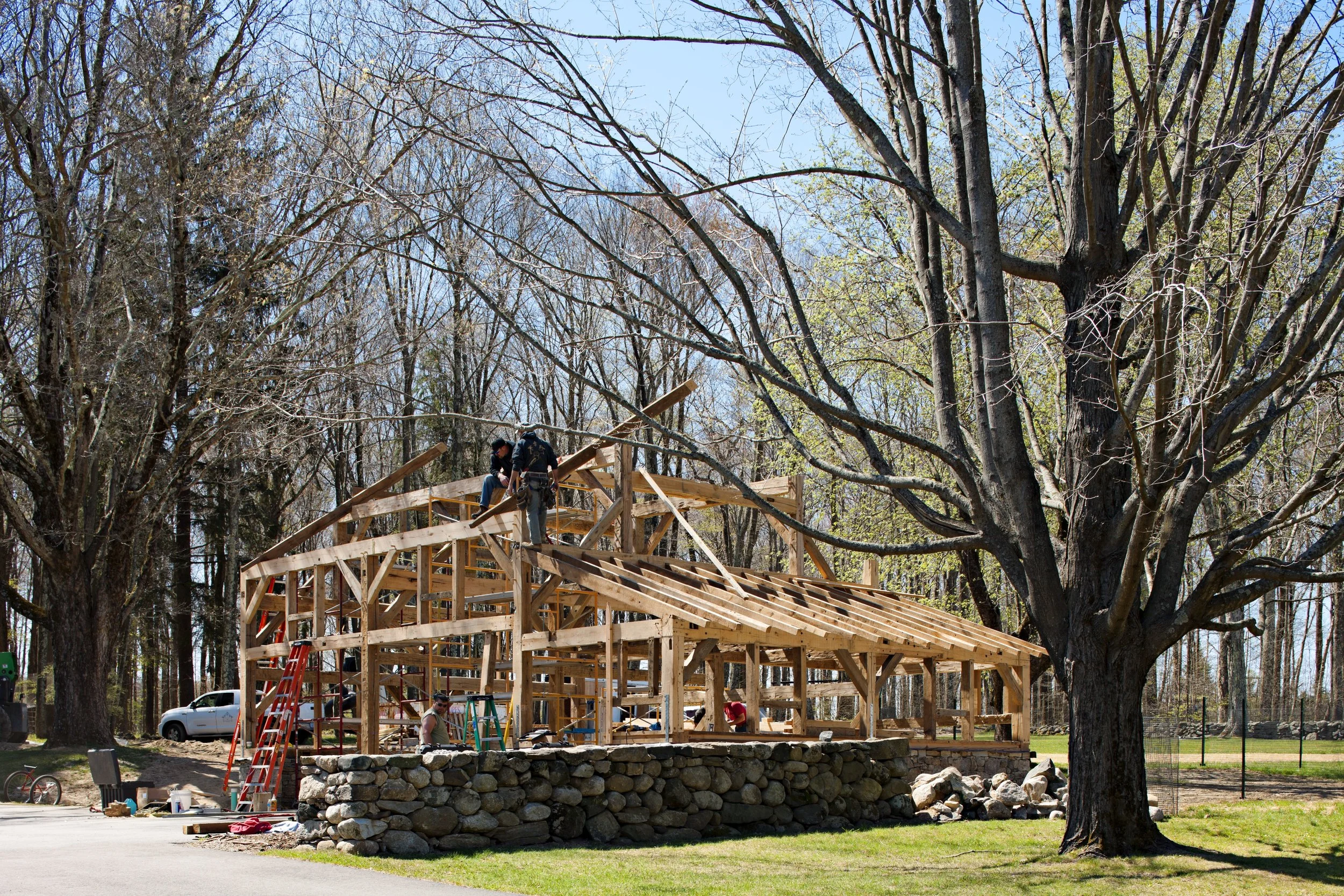 The design for the frame of the barn is based upon local 18th century examples.
