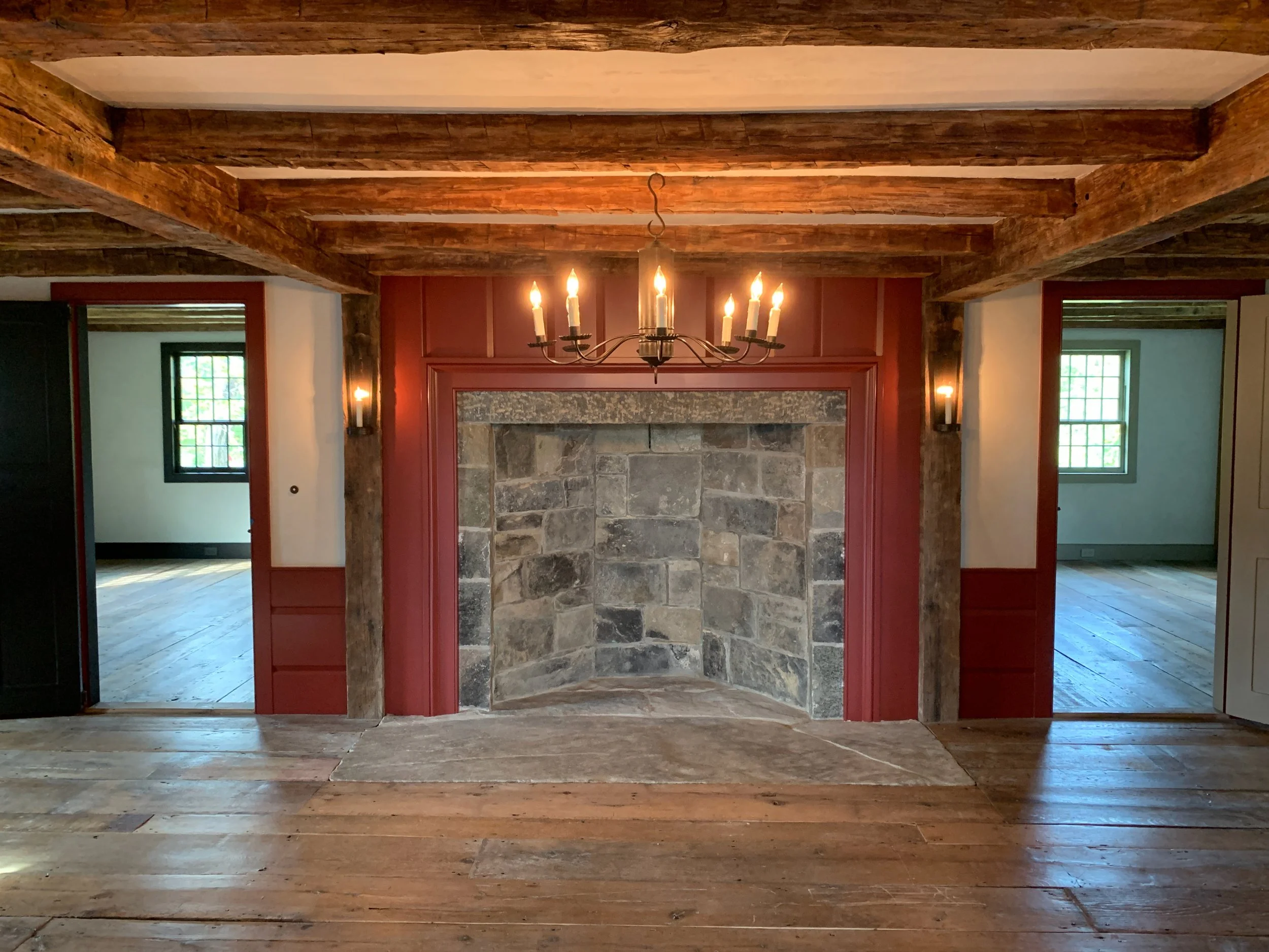 The Keeping Room fireplace has been reconstructed to its original 18th century size.