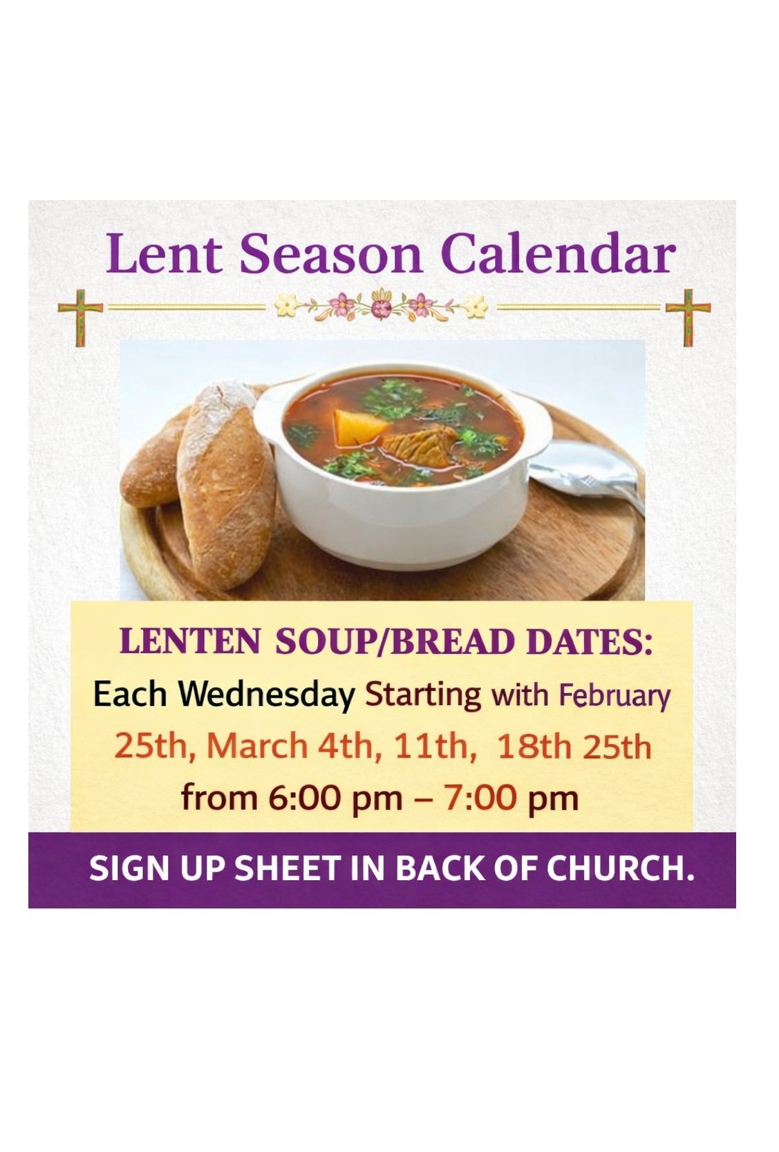 Lenten Soup & Bread Suppers