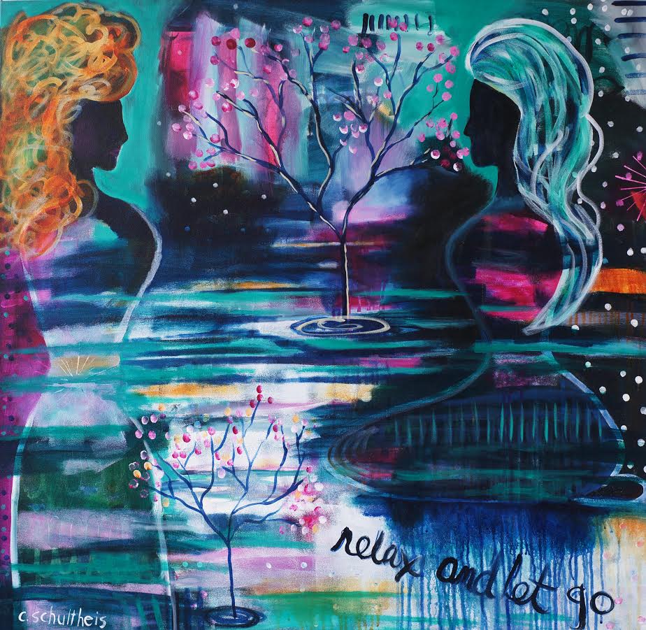 "Relax and Let Go", 36" x 36" acrylic on gallery wrapped canvas.