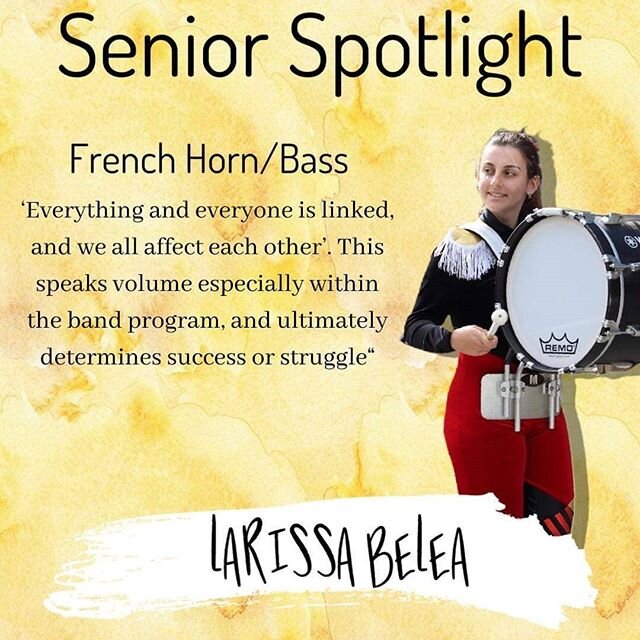 Some spotlight to everyone's bestie @cx.laru 💙🖤!! You've been an incredible role model in playing and marching ever since you picked up the mellophone and we couldn't thank you enough for how far  we were able to go with your kindness and passion t