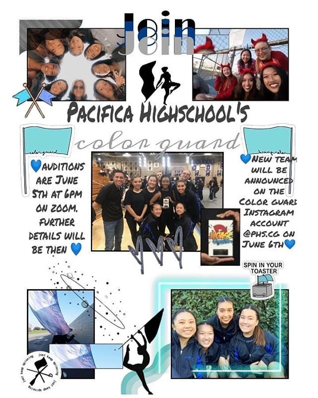 Auditions to be on the incredible colorguard team here at Pacifica are coming June 5th 2020 🏴🖤!!! Follow the Google form in the bio for more information!!!