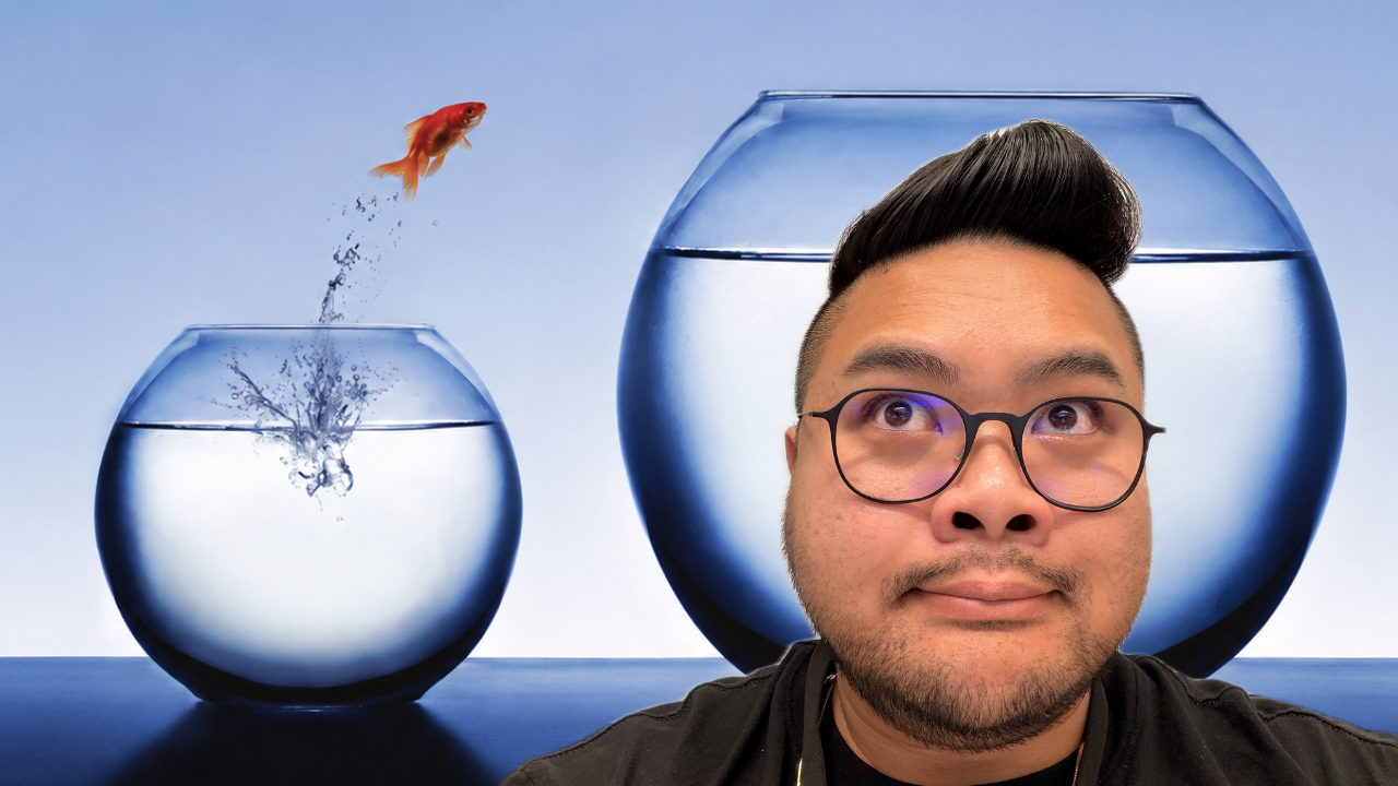 RV Mendoza with fish jumping into a bigger aquarium