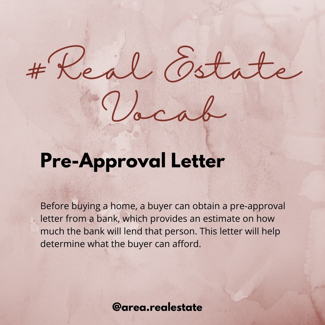 Another real estate vocab word! If you have heard the words pre-approval and pre-qualification. They are not the same thing. Contact us today for a free buyer consultation and we will educate you on the process. #knowthelingo⠀⠀⠀⠀⠀⠀⠀⠀⠀
.⠀⠀⠀⠀⠀⠀⠀⠀⠀
.⠀⠀⠀