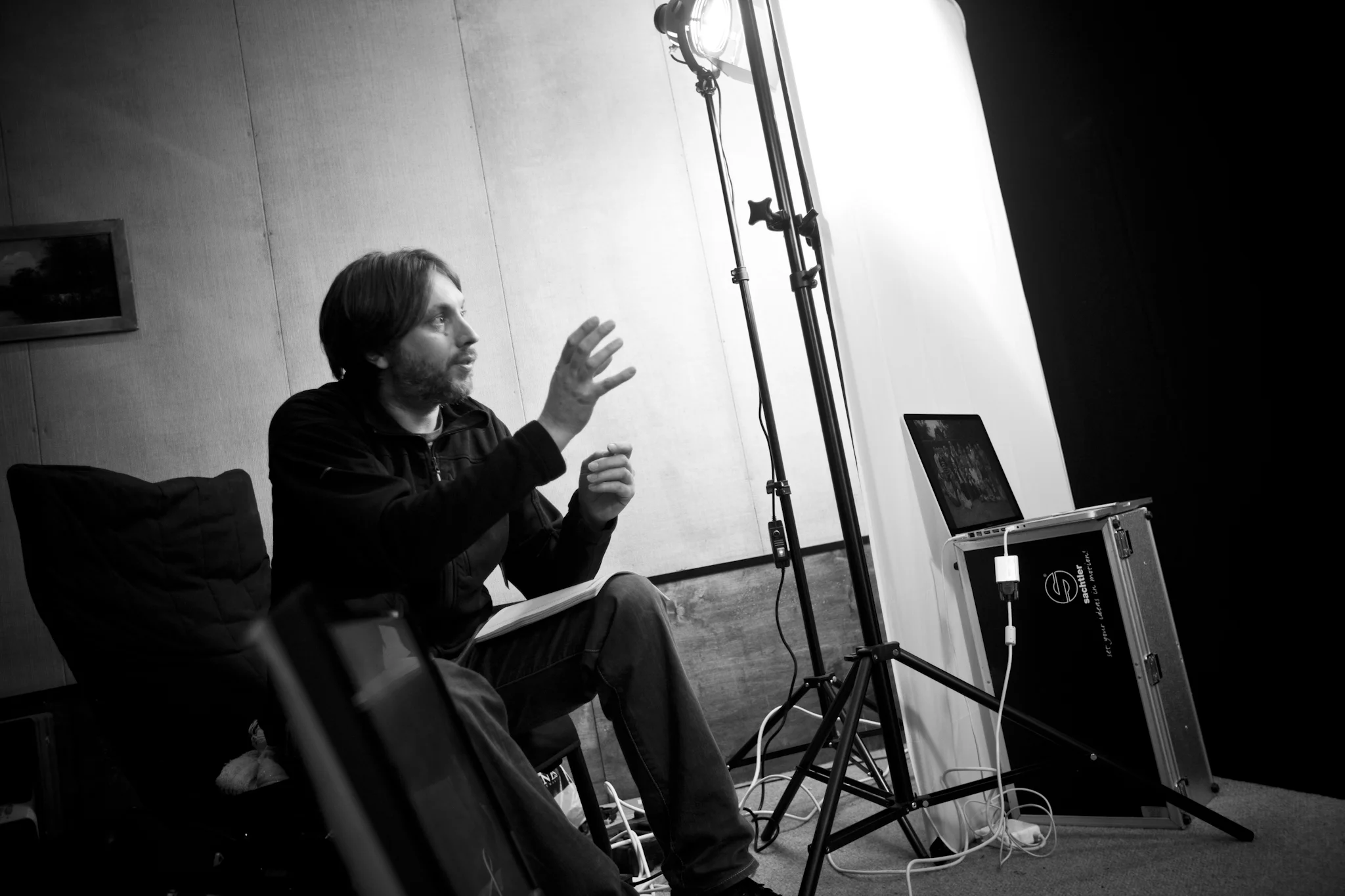  Team talk in between filming sessions 