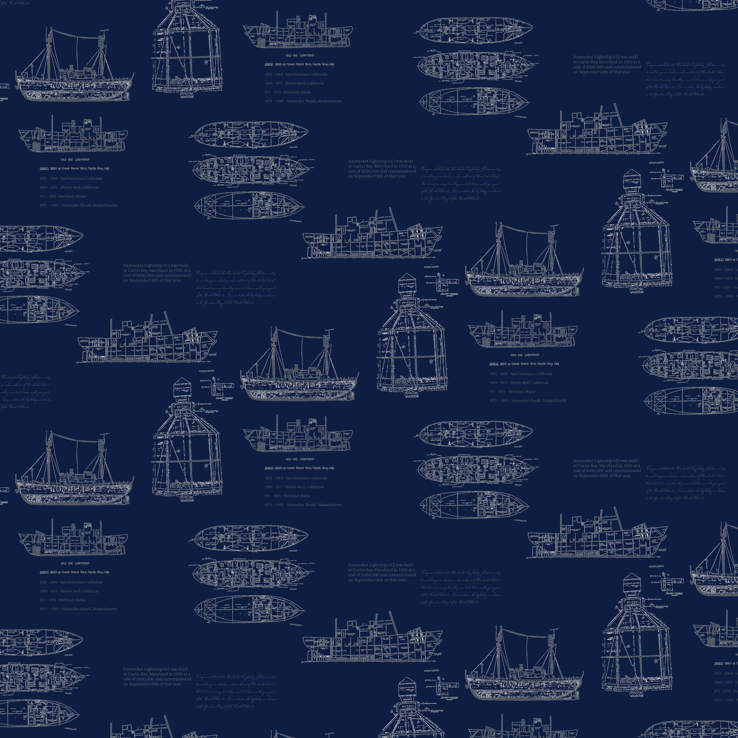 Toile Ships Nantucket Lightship