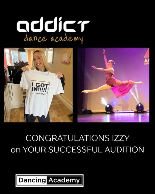 We&rsquo;re celebrating some more wonderful news for our senior dancer @dancer.izzy_ who has gained a place at Addict ✨
The audition process is long, demanding, and built on years of dedication and hard work&mdash;so we know just how special it feels