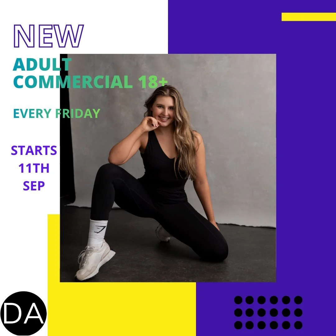 ✨ NEW THIS TERM! ✨

Get ready to turn up the energy with our brand-new Adult Commercial Class with Darcie! 💃🔥

📅 Every Friday
⏰ 7:45&ndash;8:45pm
🔞 18+

Come along and enjoy the sassy vibes, high energy and vibrant choreography in a fun, welcomin