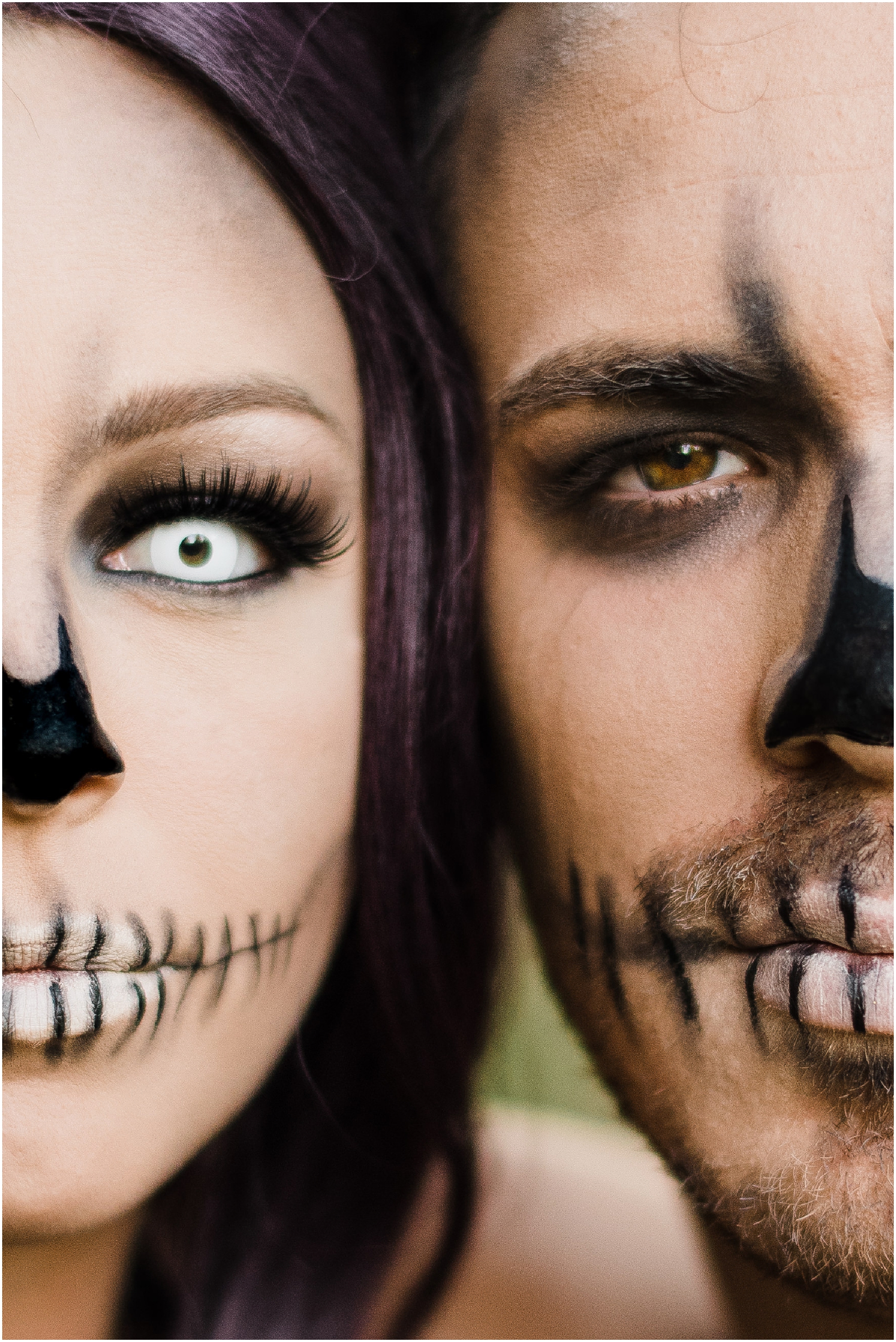 A Spooky Skeleton Halloween Session photographed by Magnolia and Grace Photography in Baton Rouge, Louisiana at LSU Rural Life Museum. A Skeleton Couple with creepy vibes in a beautiful fall setting.