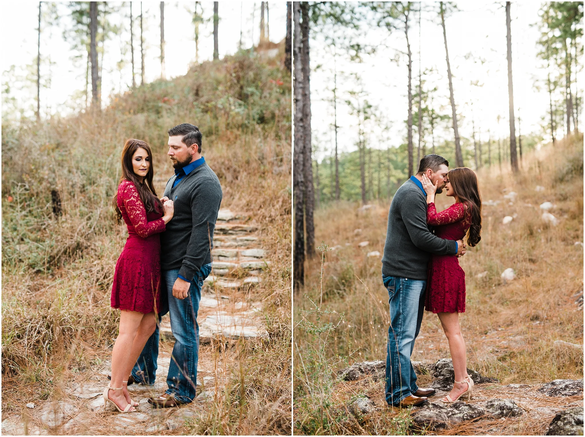 A Fall Kisatchie Forest Engagement Session photographed by Taylor Hubbs Photography, located in Baton Rouge, Louisiana. A wedding and lifestyle family photographer.