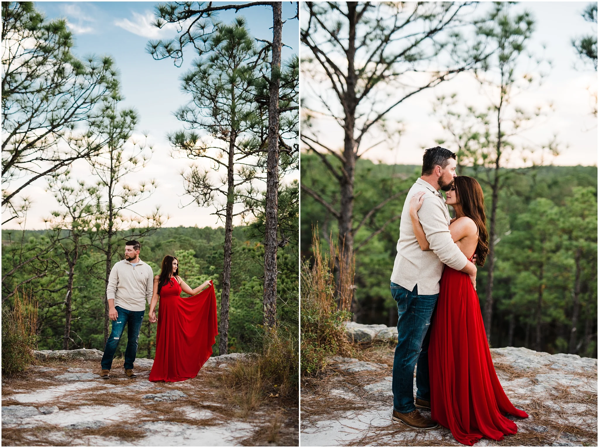 A Fall Kisatchie Forest Engagement Session photographed by Taylor Hubbs Photography, located in Baton Rouge, Louisiana. A wedding and lifestyle family photographer.