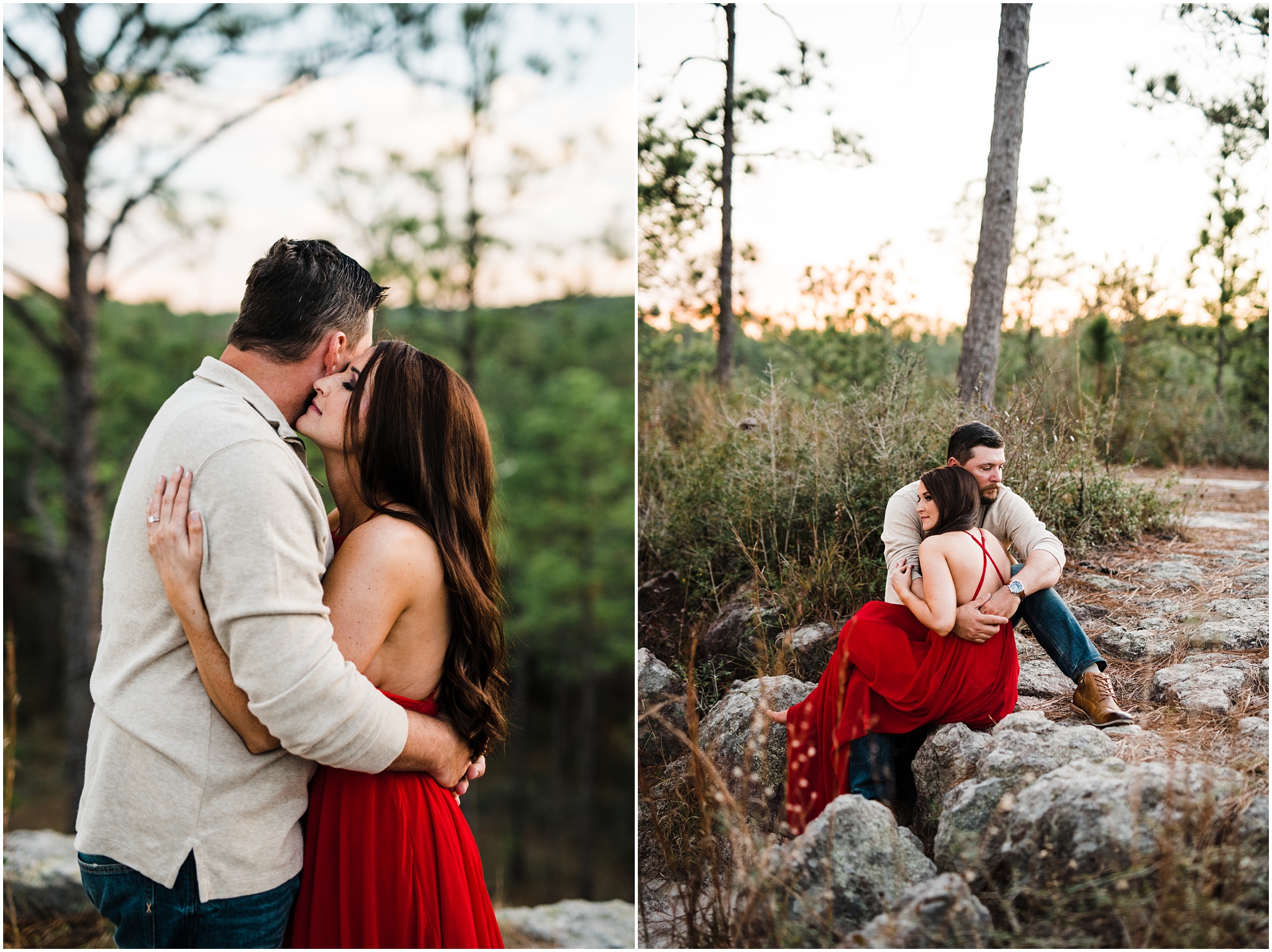 A Fall Kisatchie Forest Engagement Session photographed by Taylor Hubbs Photography, located in Baton Rouge, Louisiana. A wedding and lifestyle family photographer.