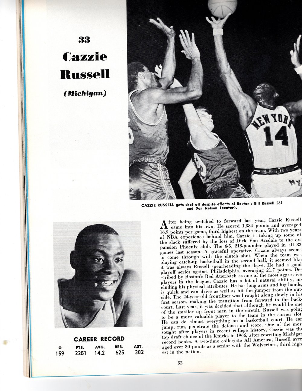 Knicks vs Boston 1968 Scorecard - Cazzie.jpg