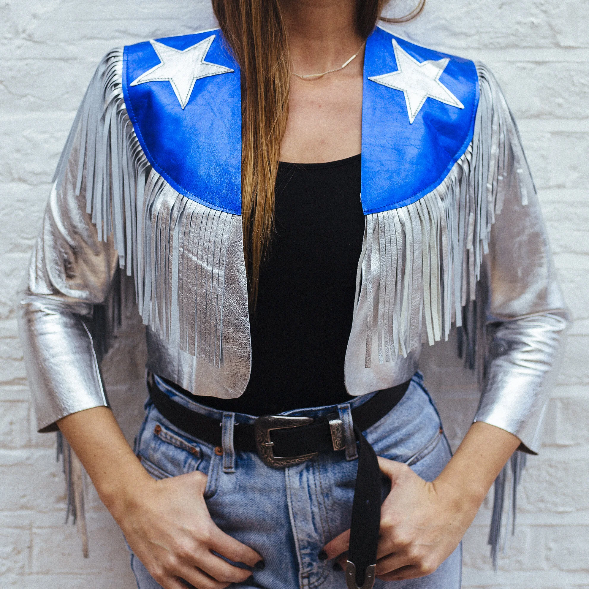 blue tassel jacket