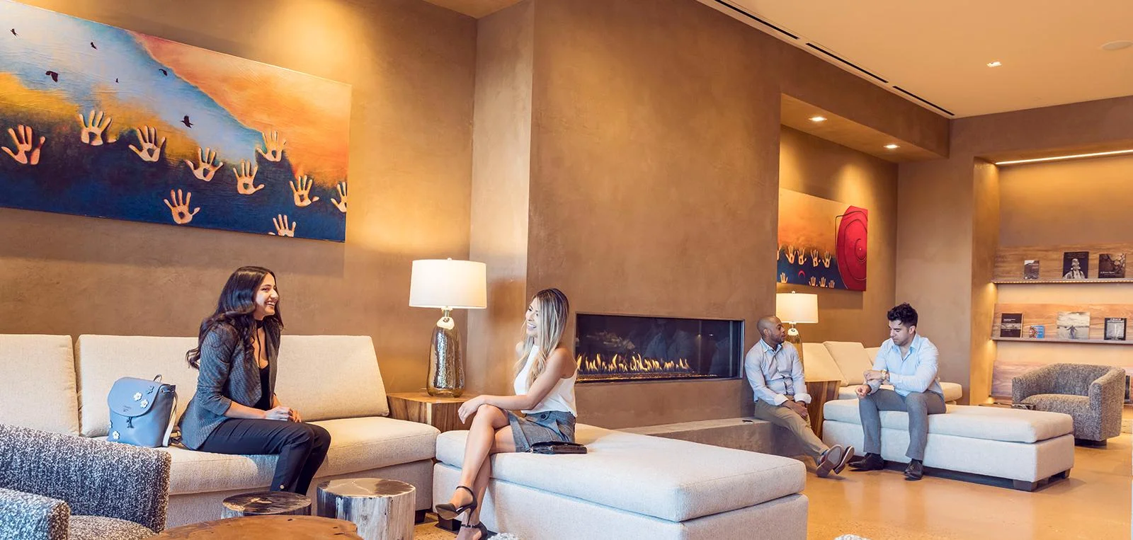 Paintings by Rhett Lynch located in the library at Hotel Chaco.