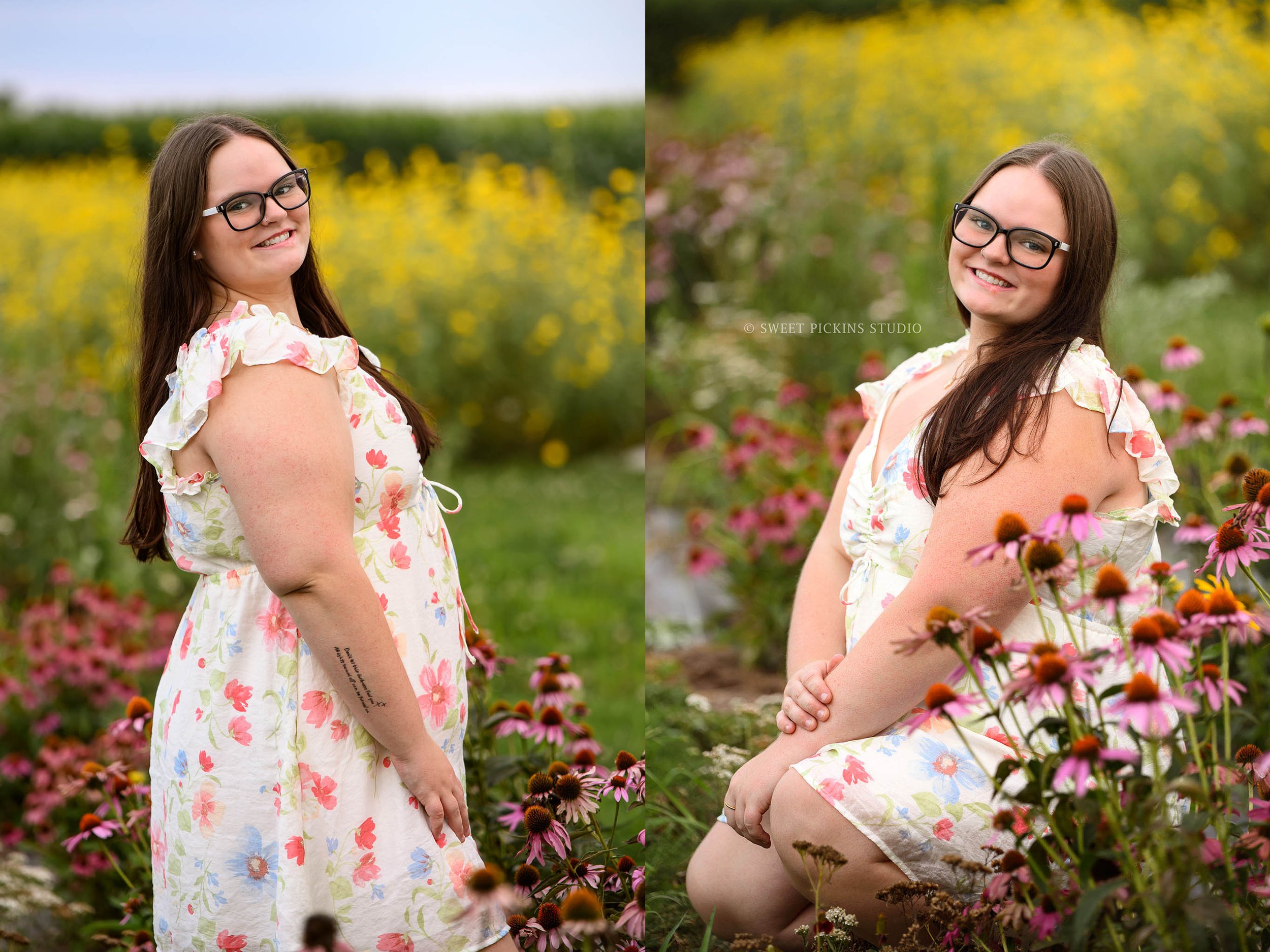 Lexi's Peru, Indiana Floral Senior Photography in wildflowers for Maconaquah class of 2027 by Sweet Pickins Studio senior photographer Amanda Wilson