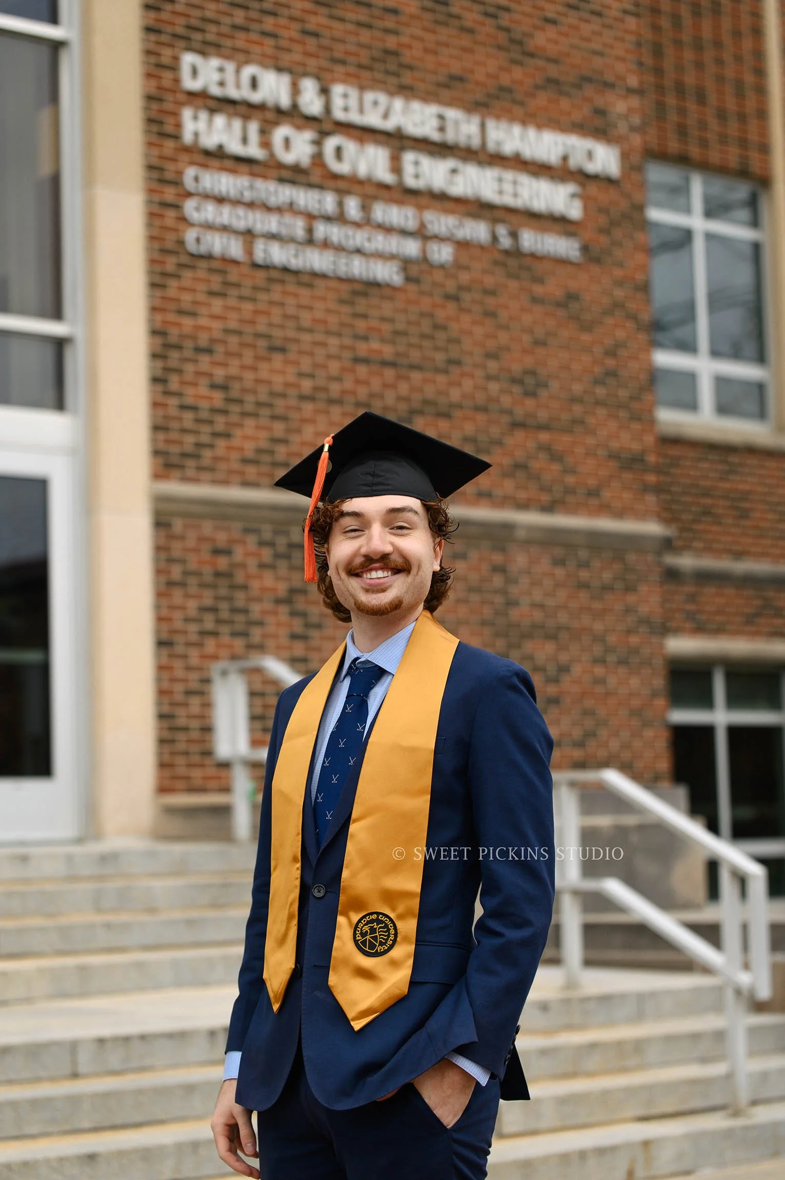 Porter | Purdue University Graduation Photography for Winter Commencement for class of 2025 Civil Engineering college grad by Sweet Pickins Studio photographer Amanda Wilson ©