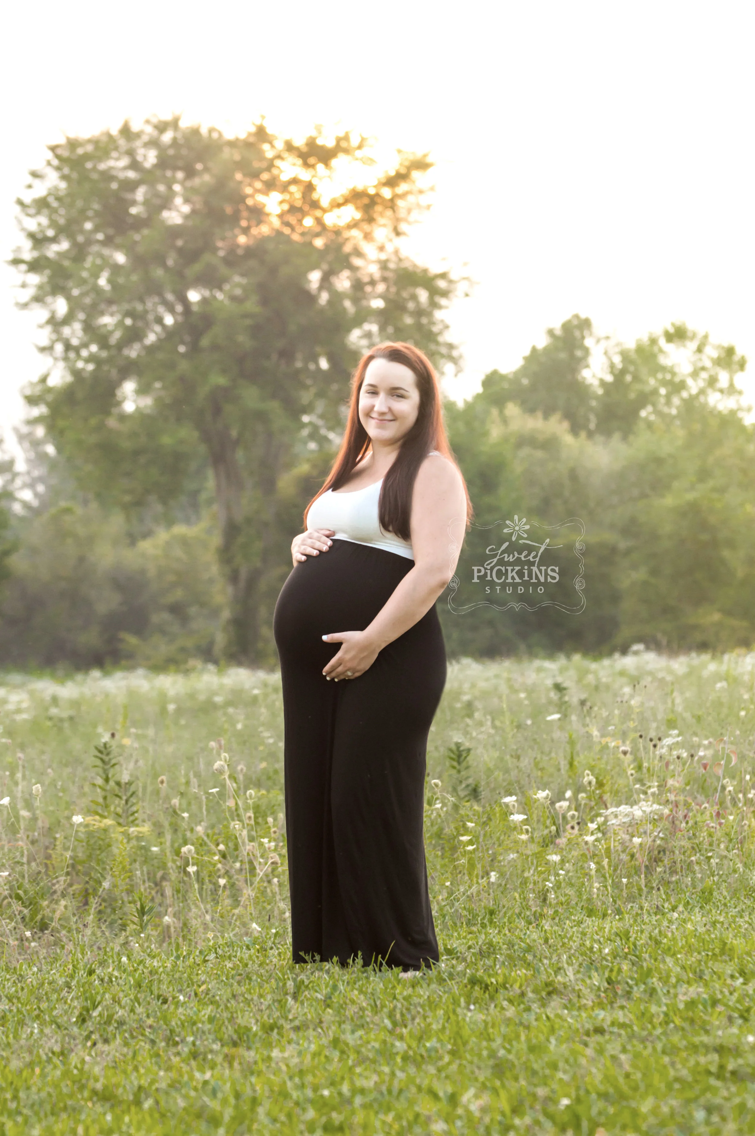 Peru, Indiana Maternity Photo Session in Field at Sunset | copyright Sweet Pickins Studio