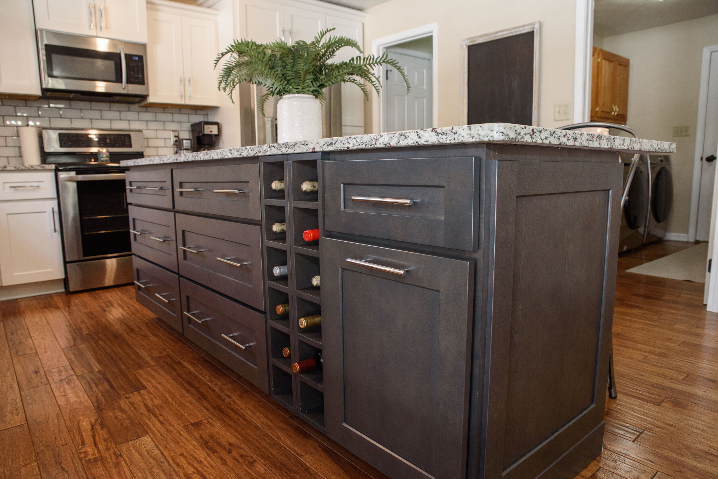 Kitchen Island Bar Cabinetry with Wine Storage Rack