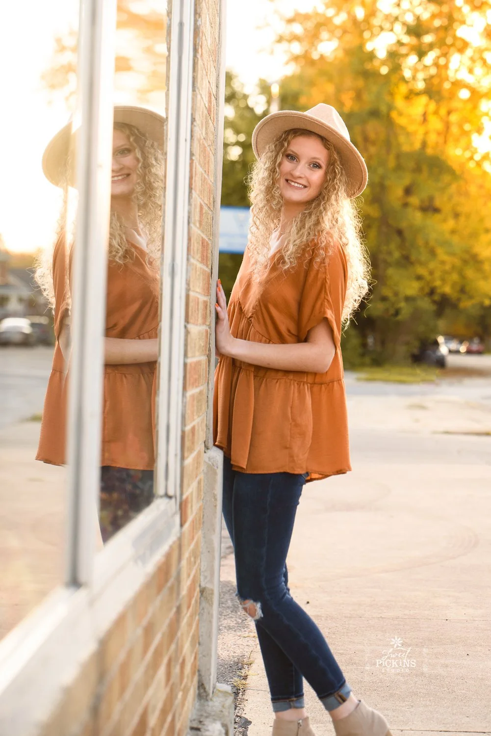 Fall Senior Photography by Window  (Copy)