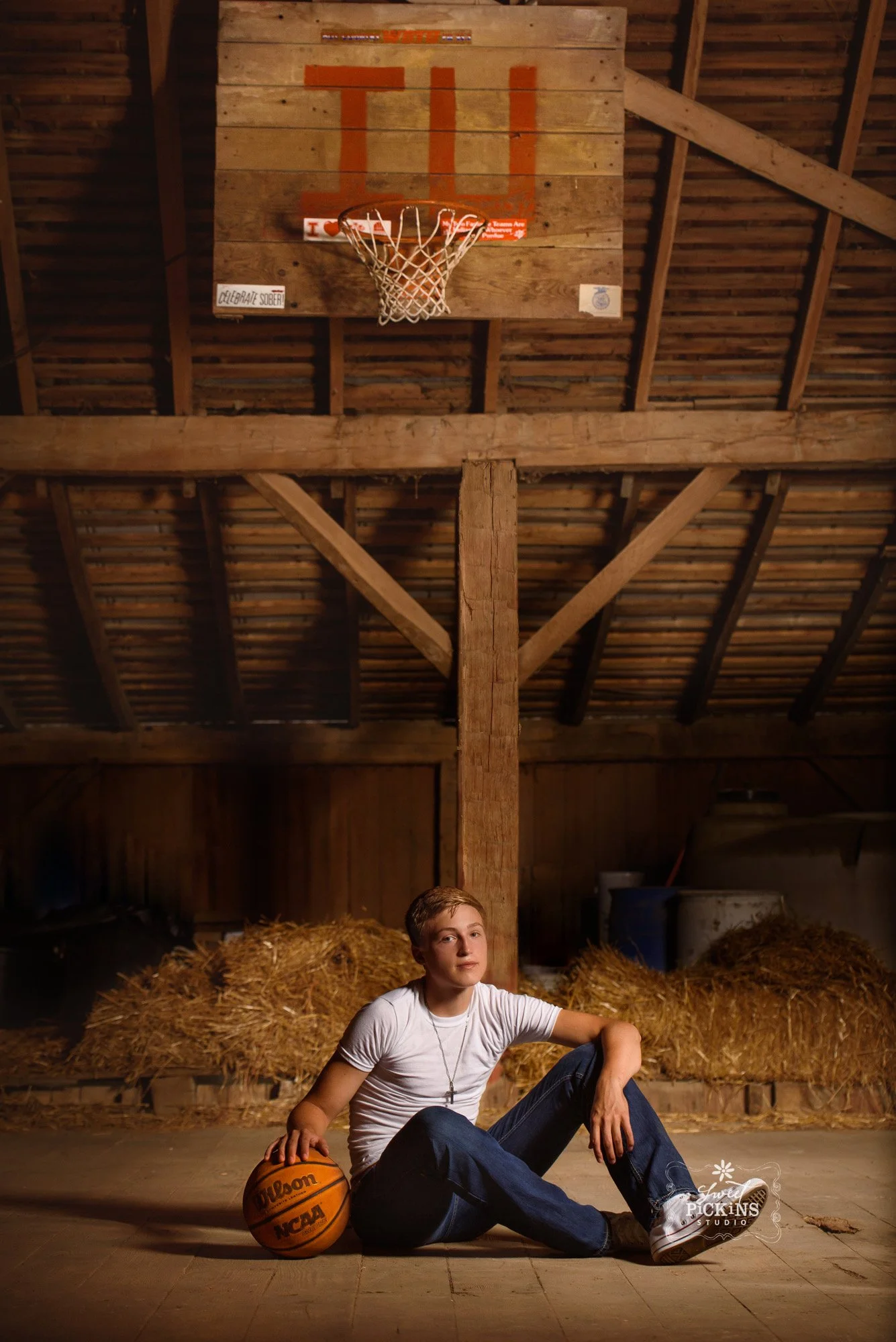 Hoosier Basketball Senior Photography in Barn (Copy)