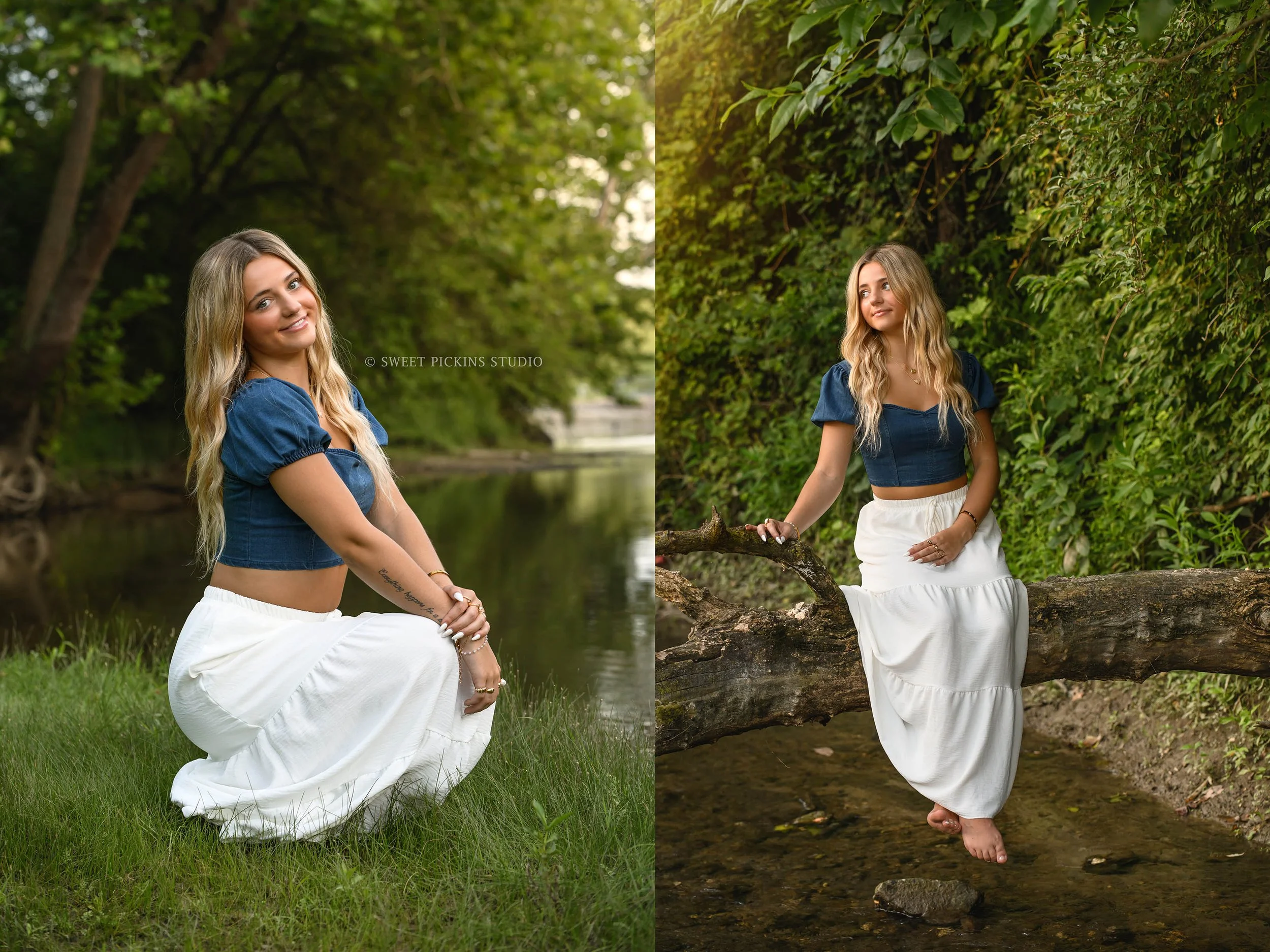 Addison's Summer Senior Photography in Peru, Indiana by river and forest trees by Sweet Pickins Studio senior photographer Amanda Wilson ©