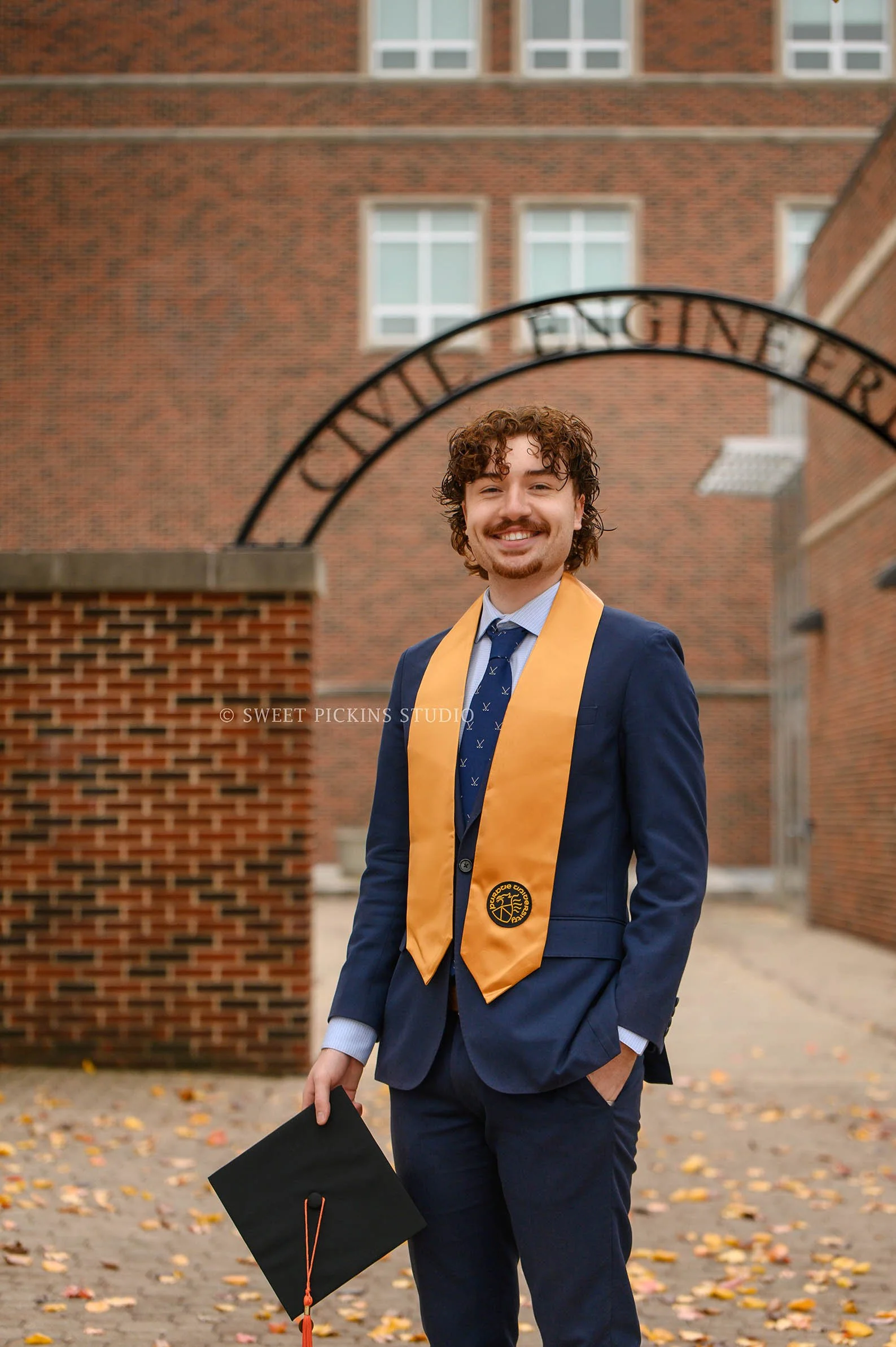 Porter | Purdue University Graduation Photography for Winter Commencement for class of 2025 Civil Engineering college grad by Sweet Pickins Studio photographer Amanda Wilson ©