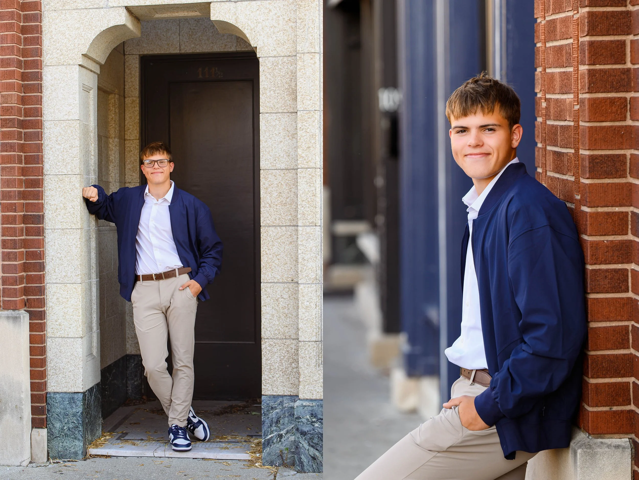 Kokomo, Indiana Senior Guy Photography in Urban Downtown for Class of 2026 Peru High School senior Xander by Sweet Pickins Studio senior photographer Amanda Wilson ©