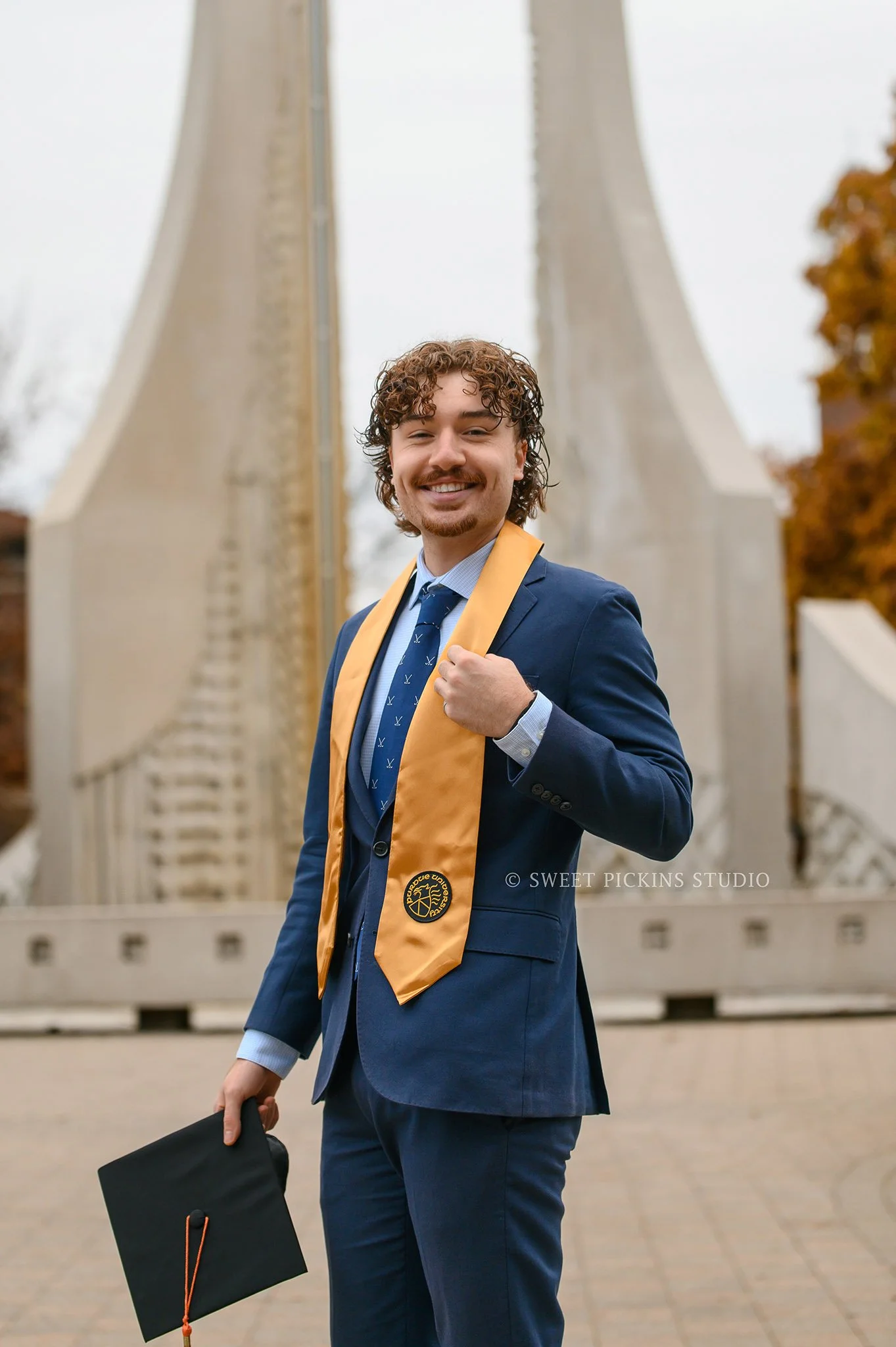 Porter | Purdue University Graduation Portraits for Winter Commencement for class of 2025 Civil Engineering college grad by Sweet Pickins Studio photographer Amanda Wilson ©