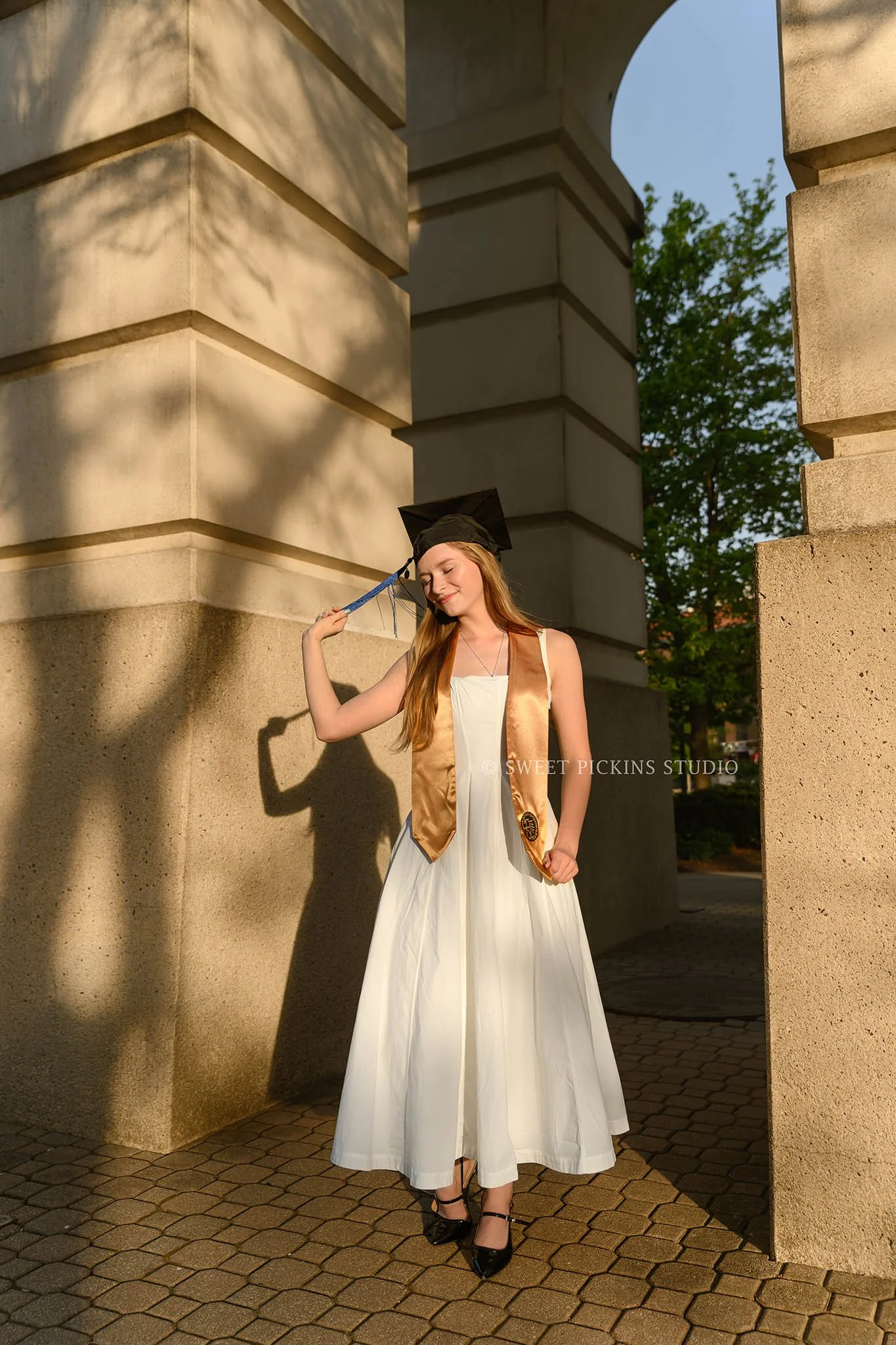Maggie’s Purdue University Graduation Portraits in West Lafayette, Indiana at Bell Clock Tower by Sweet Pickins Studio senior photographer Amanda Wilson ©