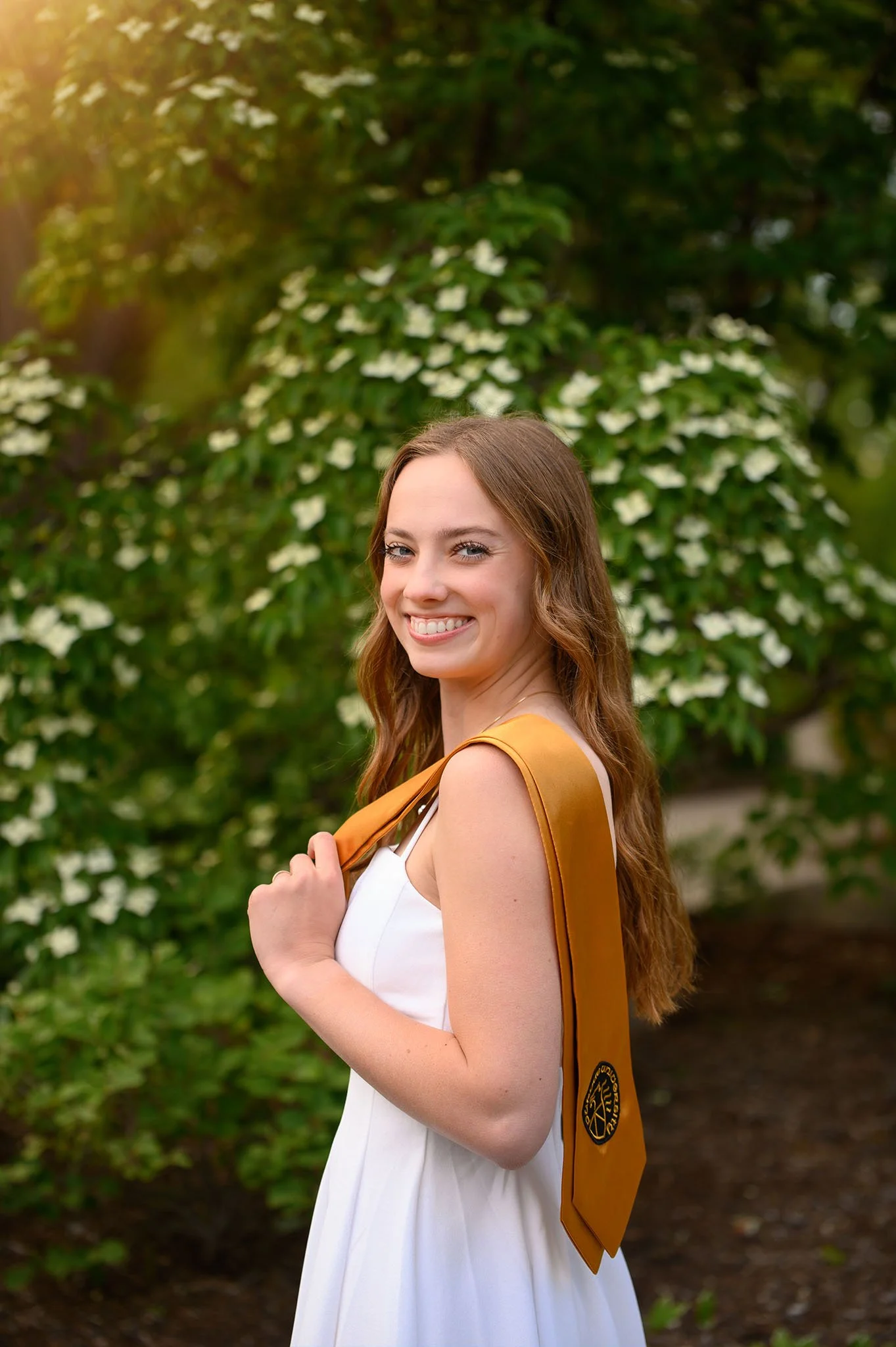 Katelyn’s Purdue University College Senior Photography in Spring Flowers in West Lafayette, Indiana by Sweet Pickins Studio photographer Amanda Wilson ©