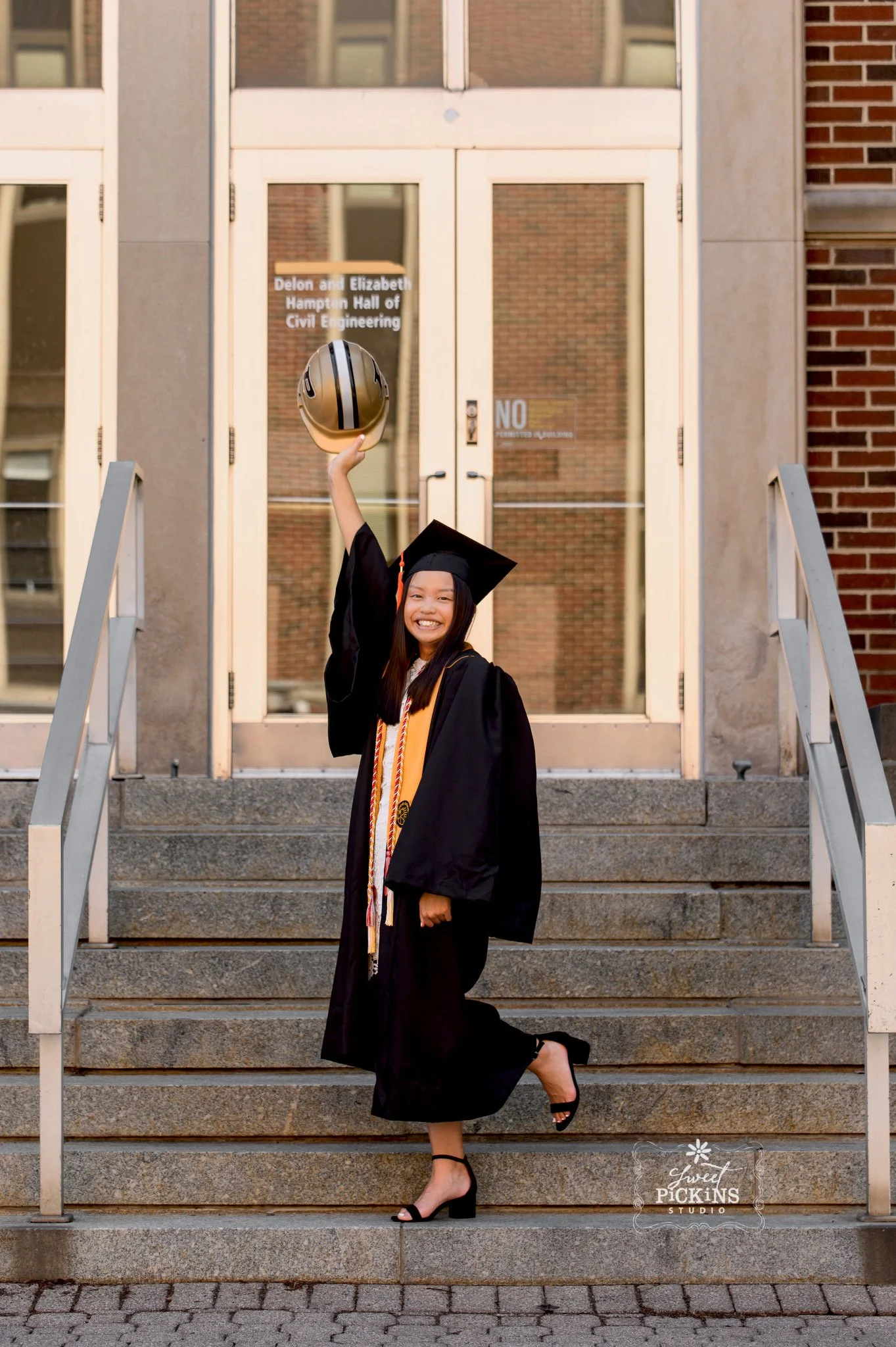 Ariane | Purdue Graduation Cap and Gown Photography in West Lafayette, Indiana for Civil Engineering Graduate in Spring by Sweet Pickins Studio senior photographer Amanda Wilson ©