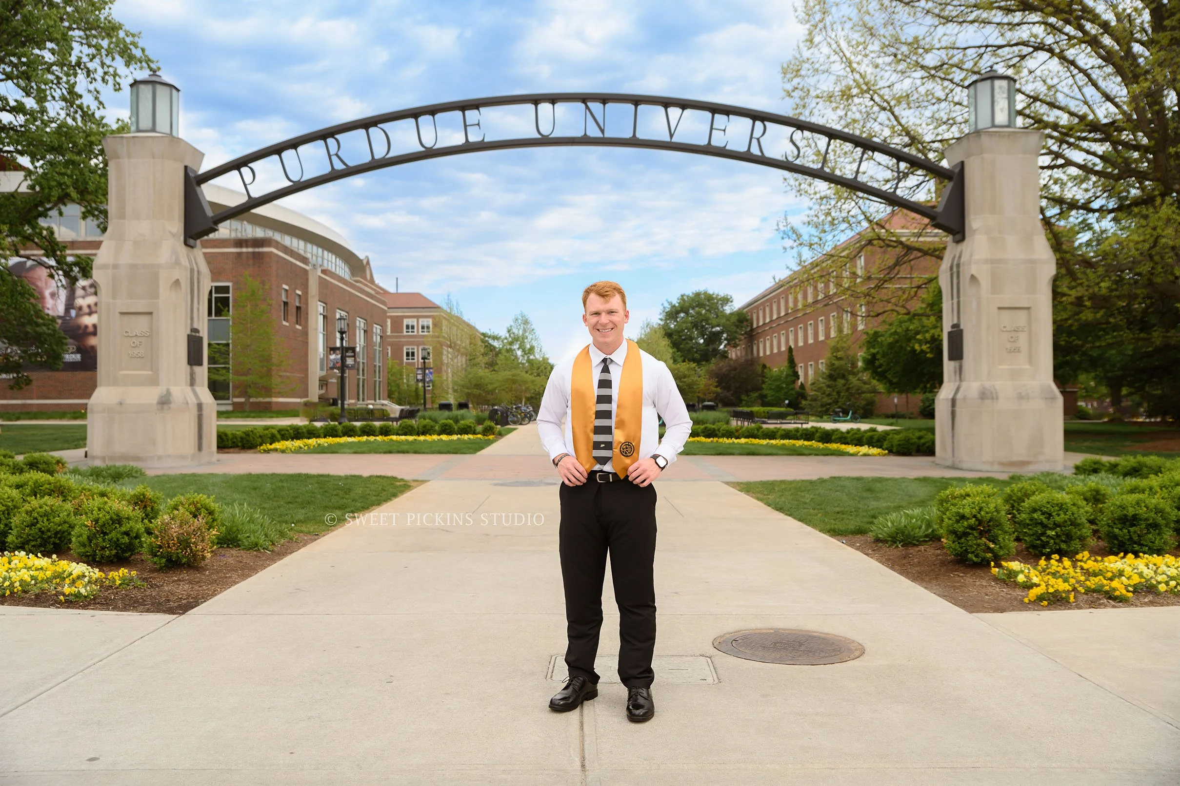 Brayden’s Purdue University Graduation Portrait Photography in West Lafayette, Indiana by Sweet Pickins Studio senior photographer Amanda Wilson | Class of 2026 School of Management graduate for Spring Commencement ©