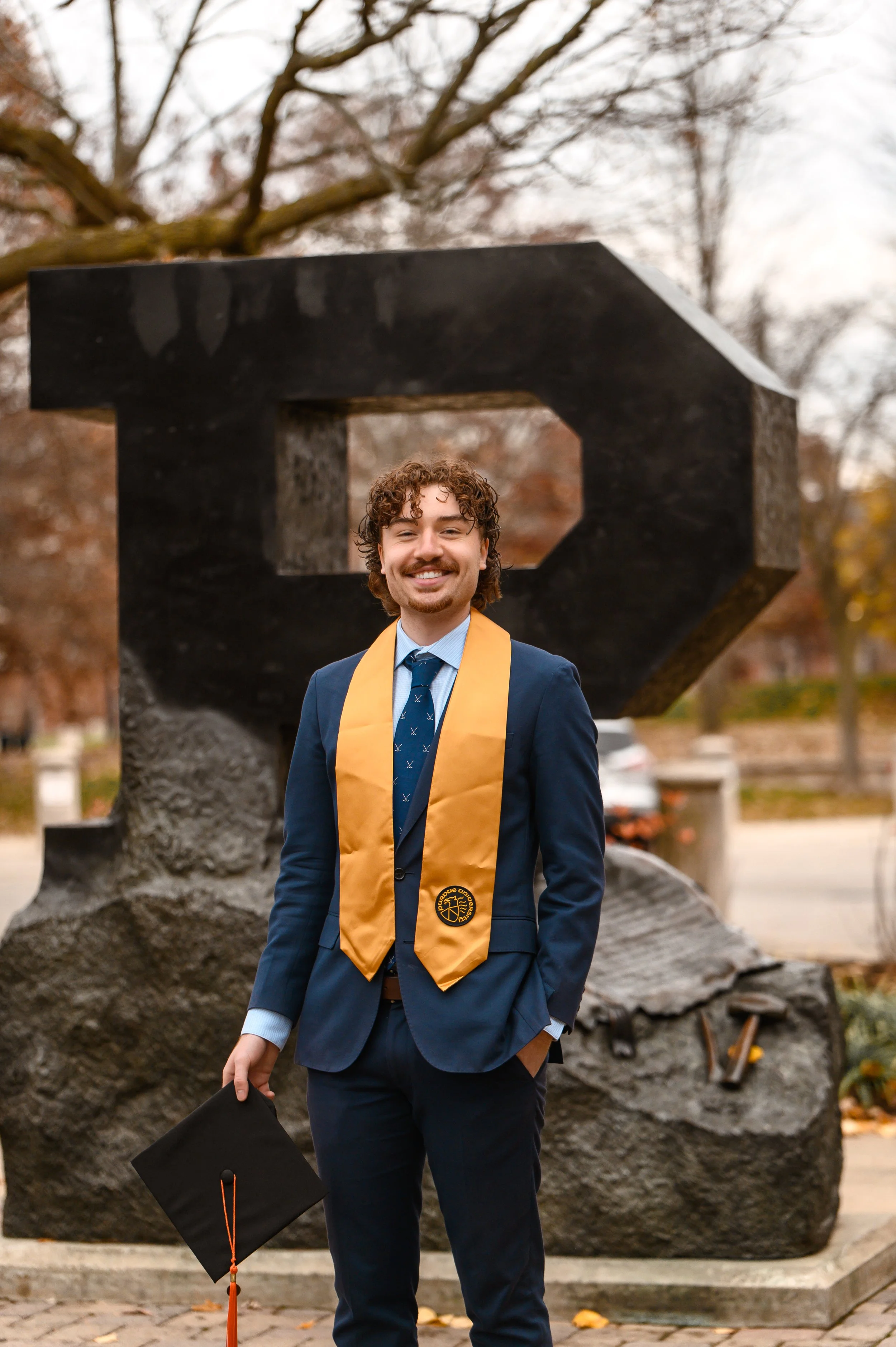 Porter | Purdue University Graduation Portraits for Winter Commencement for class of 2025 Civil Engineering college grad by Sweet Pickins Studio photographer Amanda Wilson ©