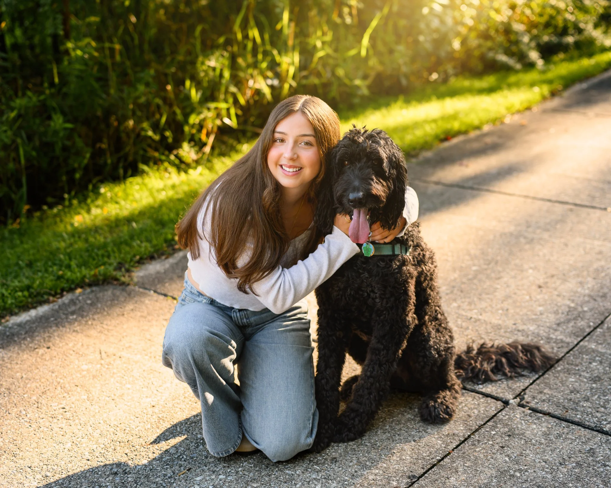 Maisie | Lakeville, Indiana Senior Photography with black Doodle dog for Madison East High School class of 2027 senior by Peru Indiana senior photographer Amanda Wilson © Sweet Pickins Studio