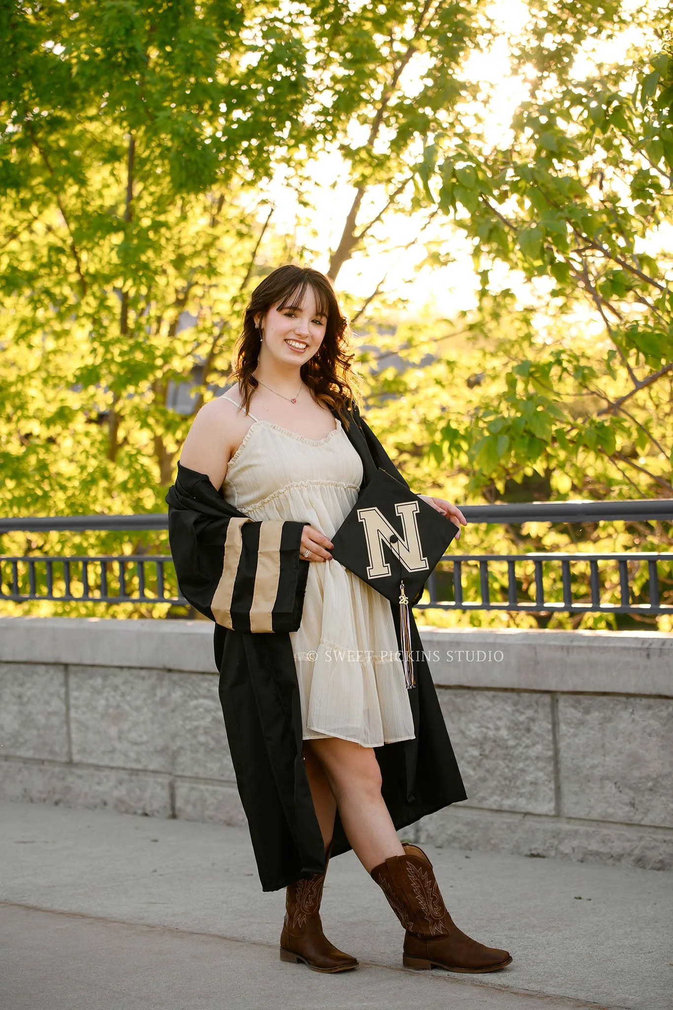 Hailee | Noblesville High School Graduation Pictures in Cap and Gown in Downtown Nature location for class of 2026 senior girl by Sweet Pickins Studio senior photographer Amanda Wilson ©